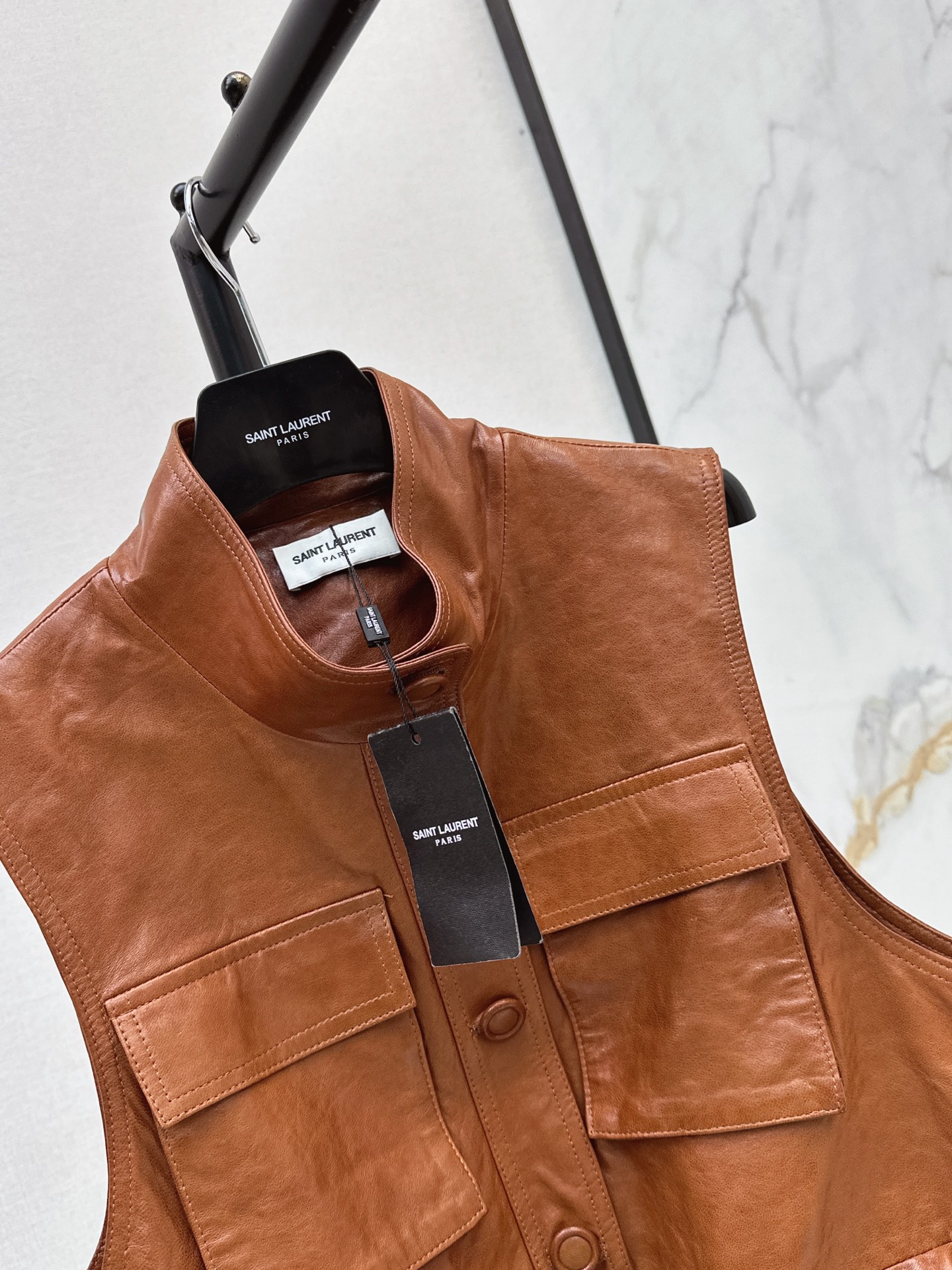Sain 26fw leather vest jacket