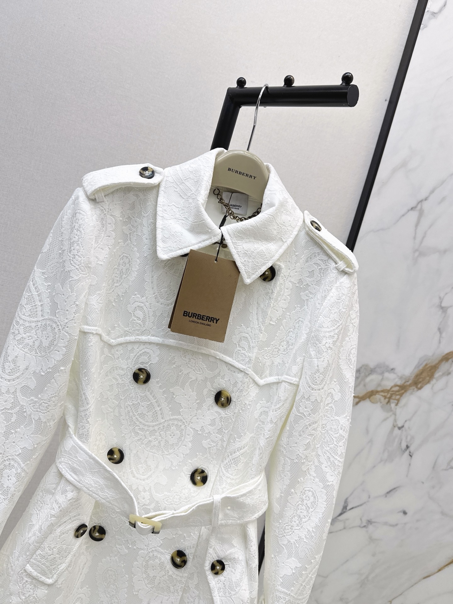 Bur 26fw lace cropped trench coats