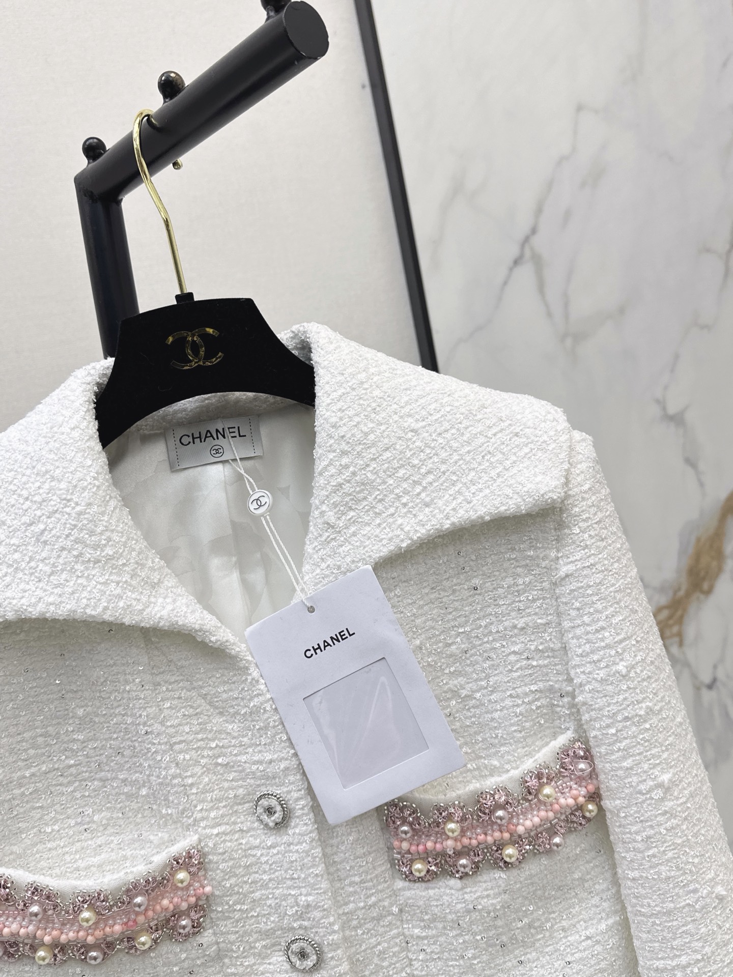 Chan 26fw cropped woven tweed jacket