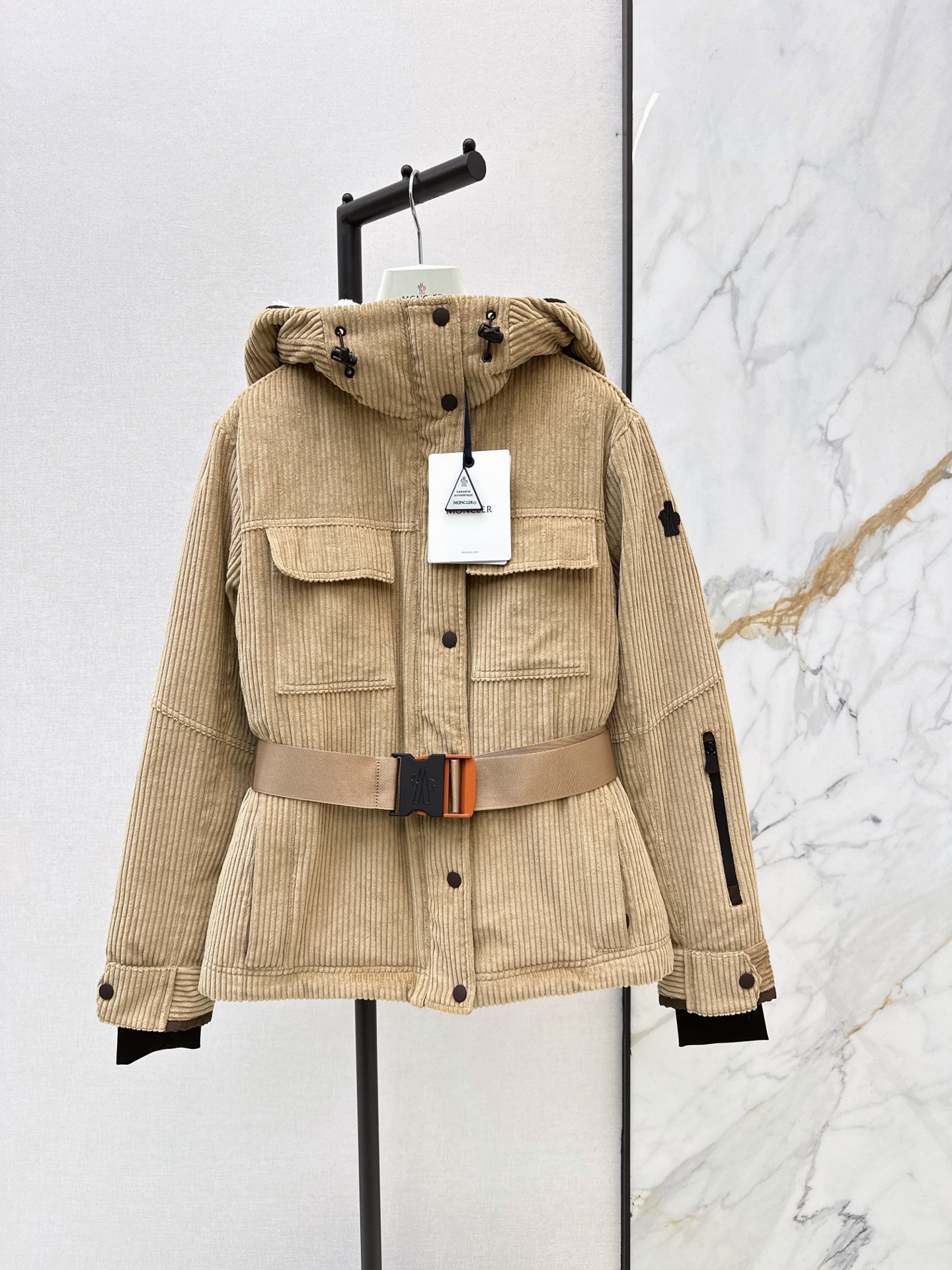 Monc 26fw coduroy hooded down jacket