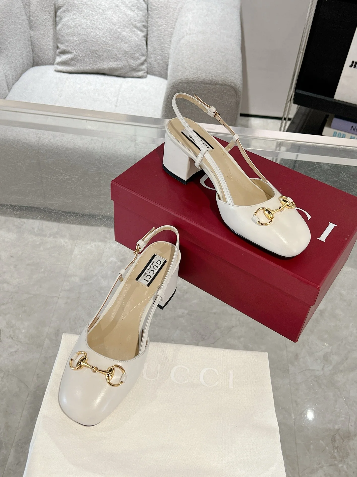 Gucc 25fw slingback chunky heels