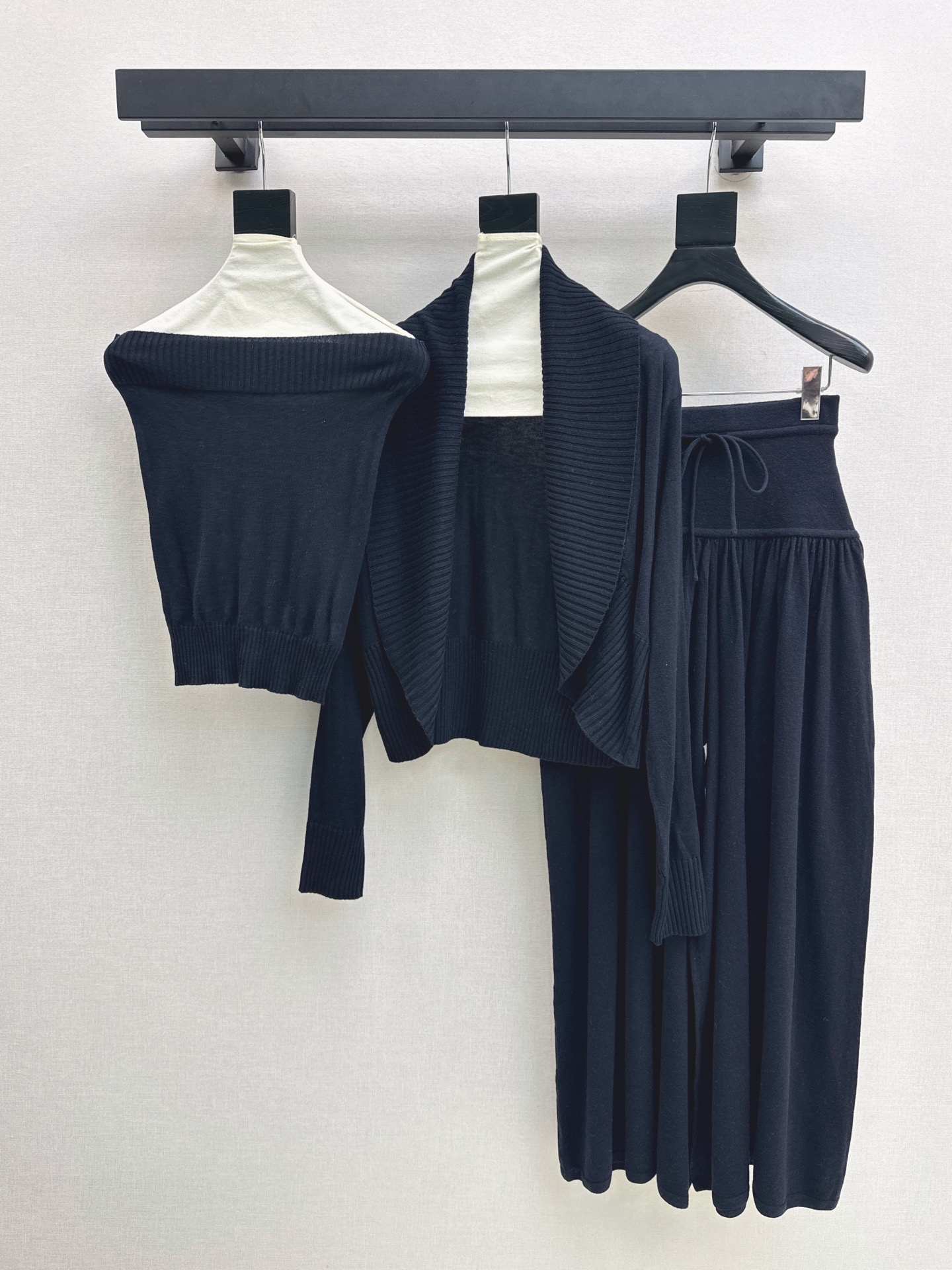 Row 26fw wool cardigan tube top pants sets