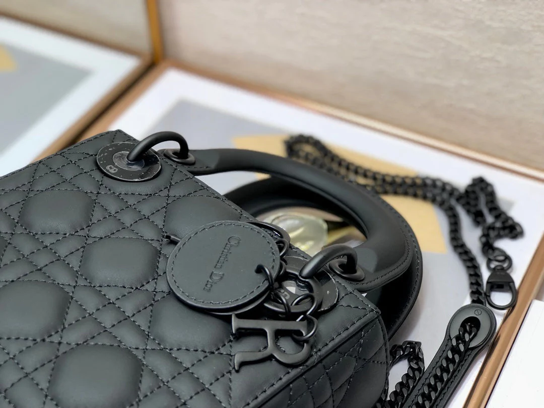 DO Mini Lady Bag Black Ultramatte Cannage Calfskin