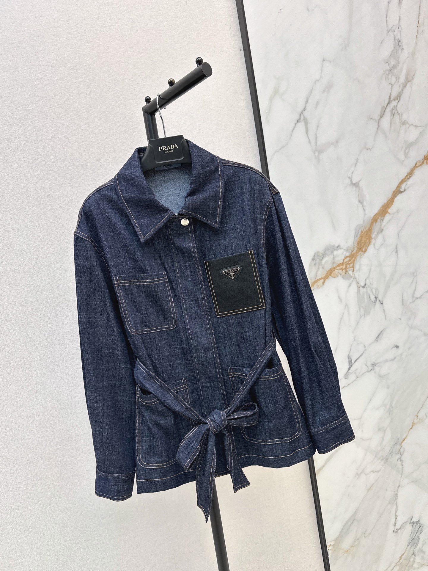 Pra 26fw belted denim jacket