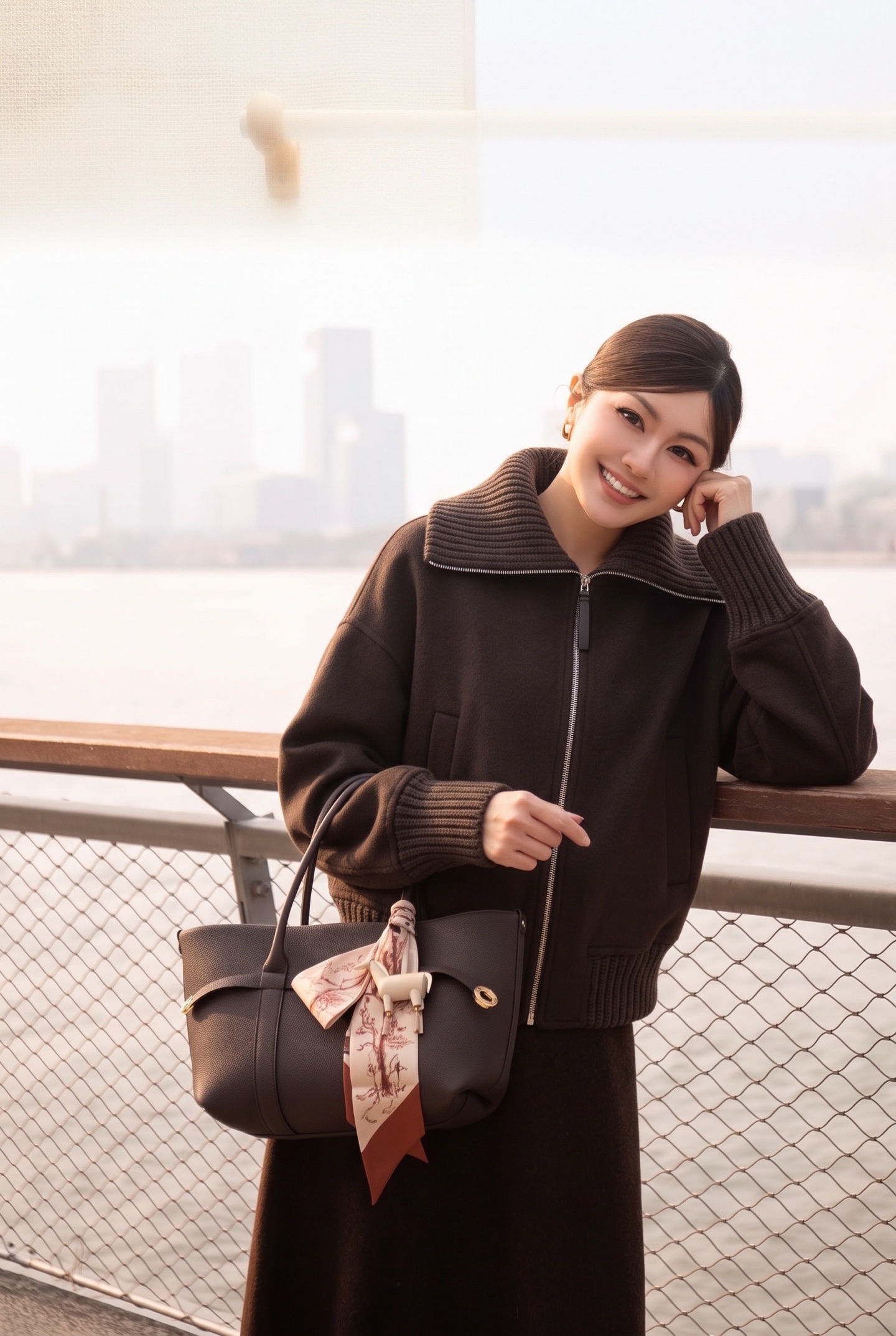Brun 26fw woolen zipper jacket