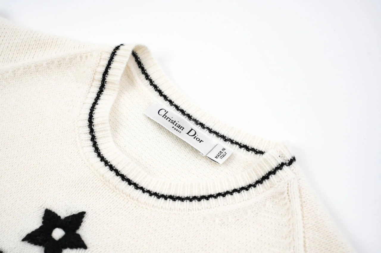 D 25ss wool embroidered knitted t-shirt