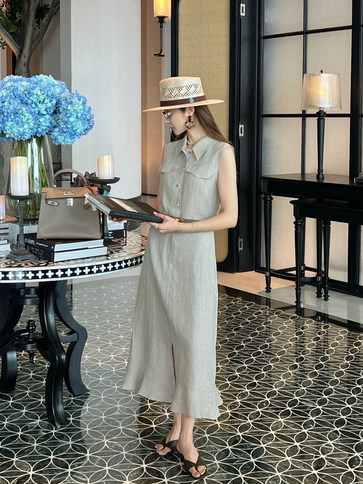 Her 26ss sleeveless linen dress