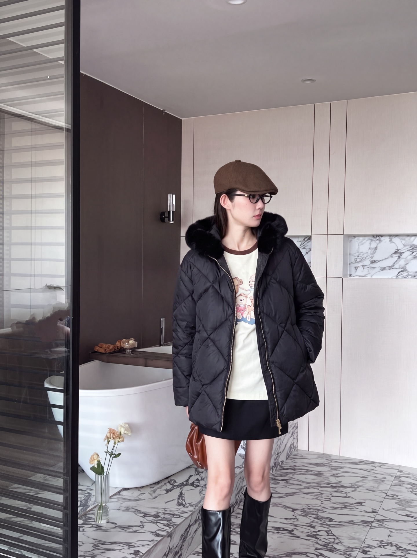 Max 26fw fur-trim down jacket