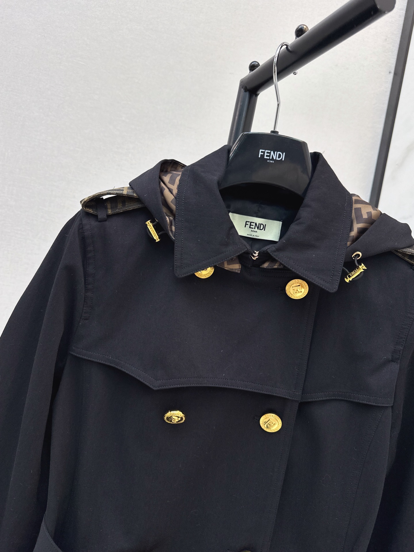Fen 26fw hooded belted trench coats