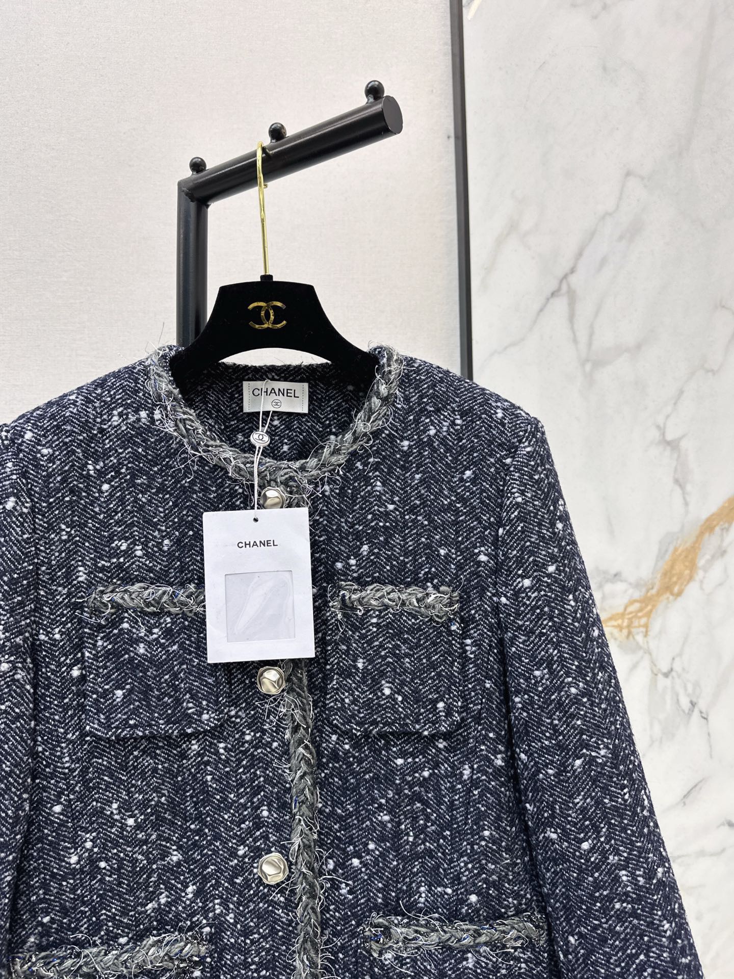 Chan 26fw goose down filled tweed woven jacket