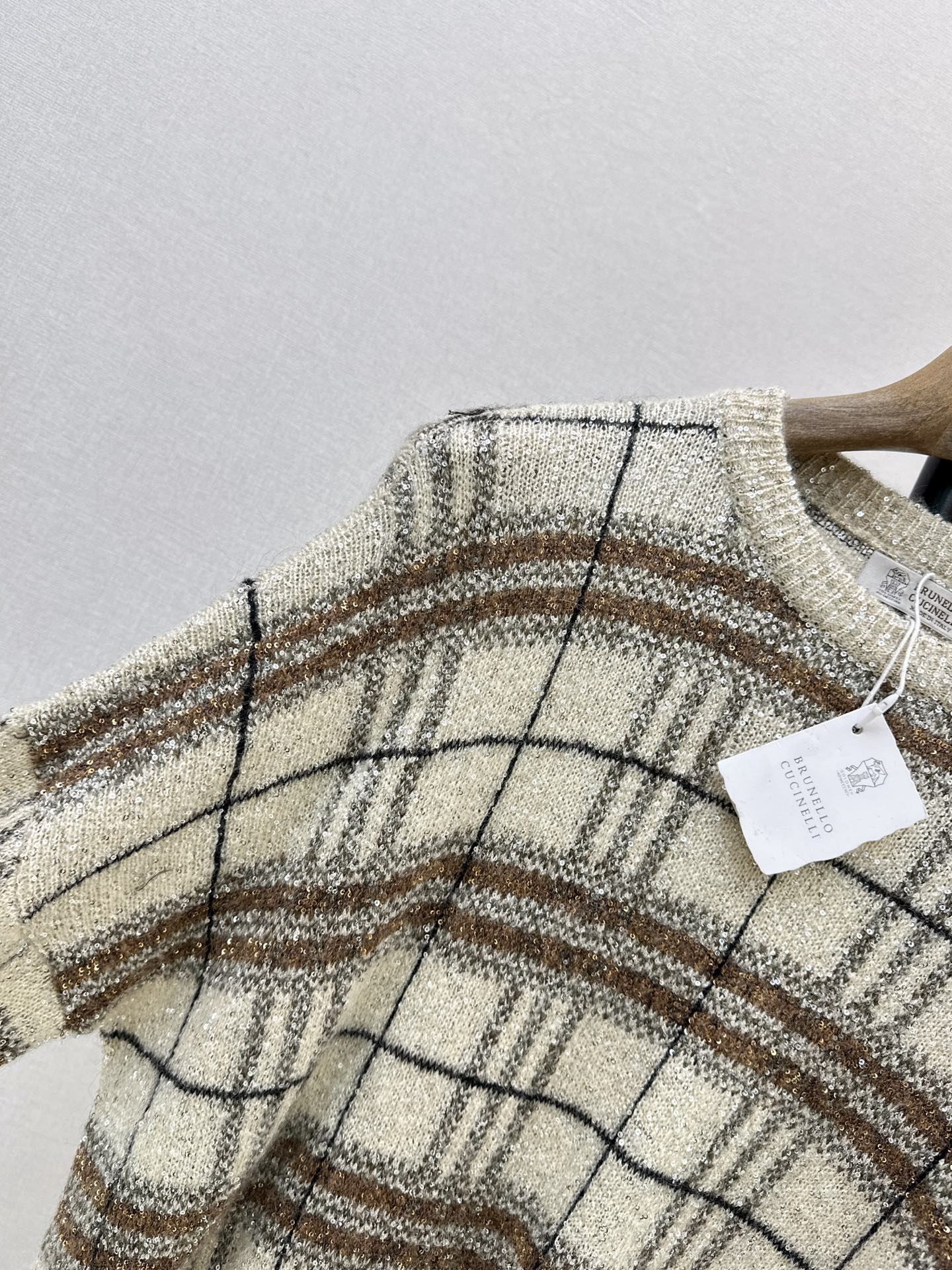 Brun 26fw plaid knit sweater