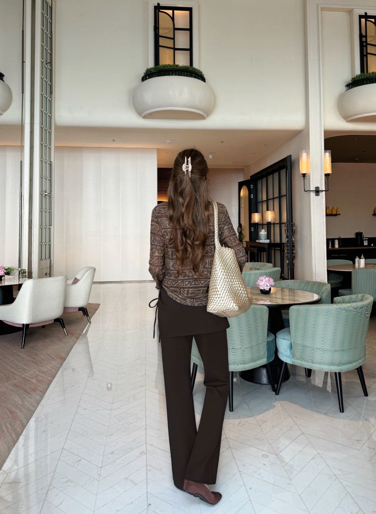 Sain 26fw asymmetric skirt-overlay flared pants