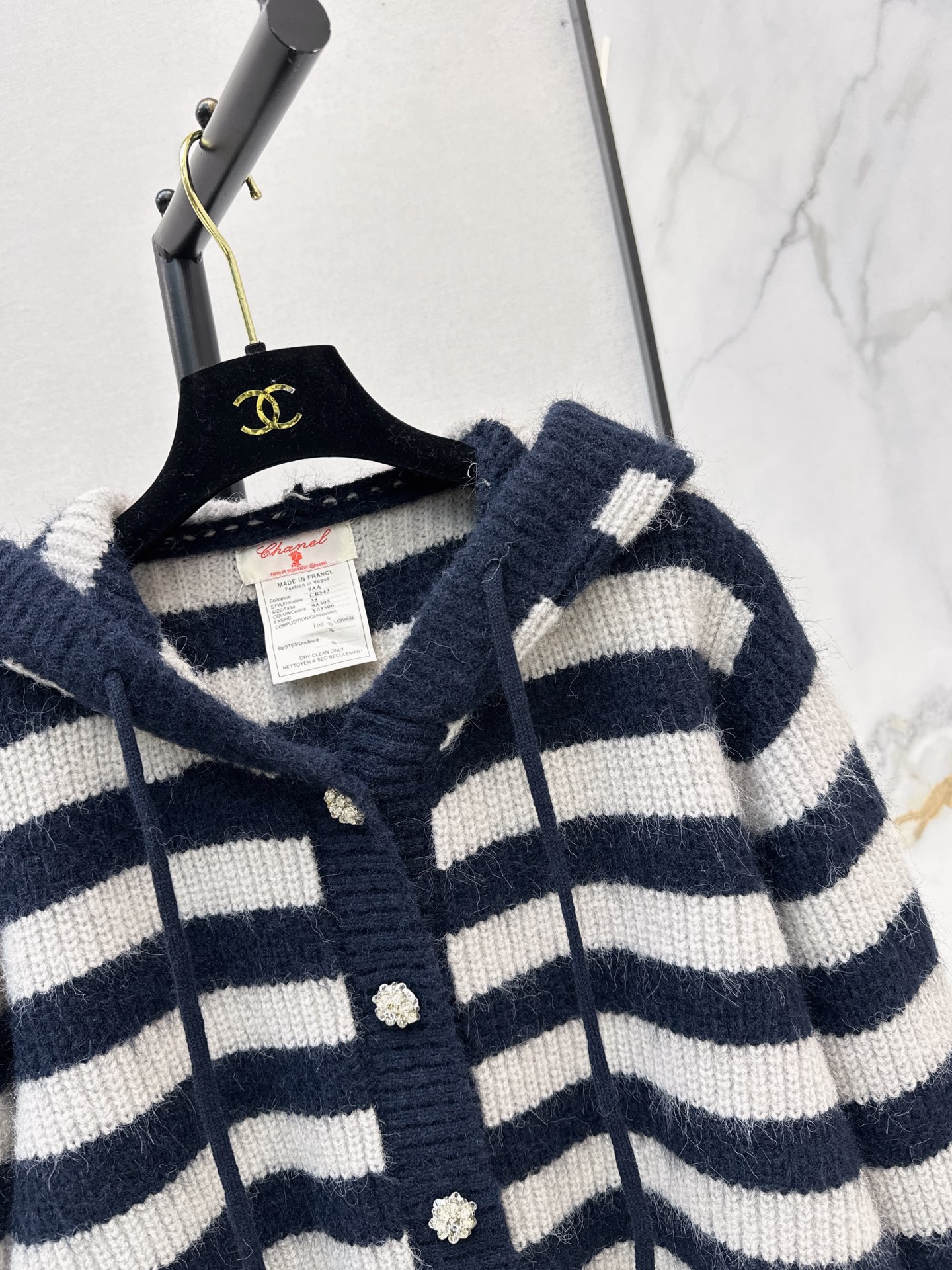 Chan 26fw stripe hooded cardigan