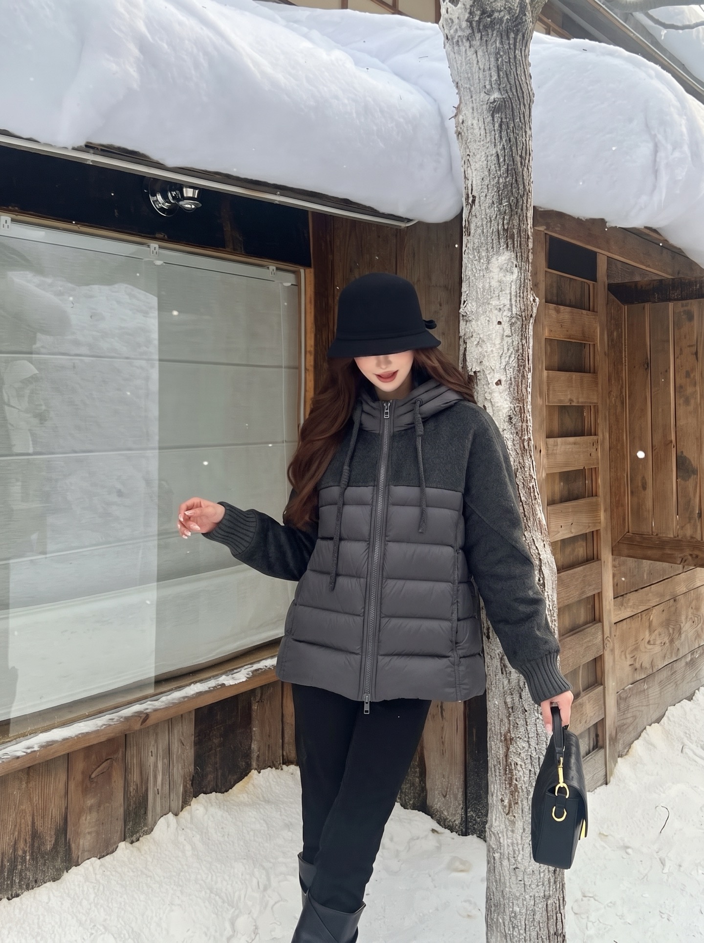 Max 26fw knit contract down jacket