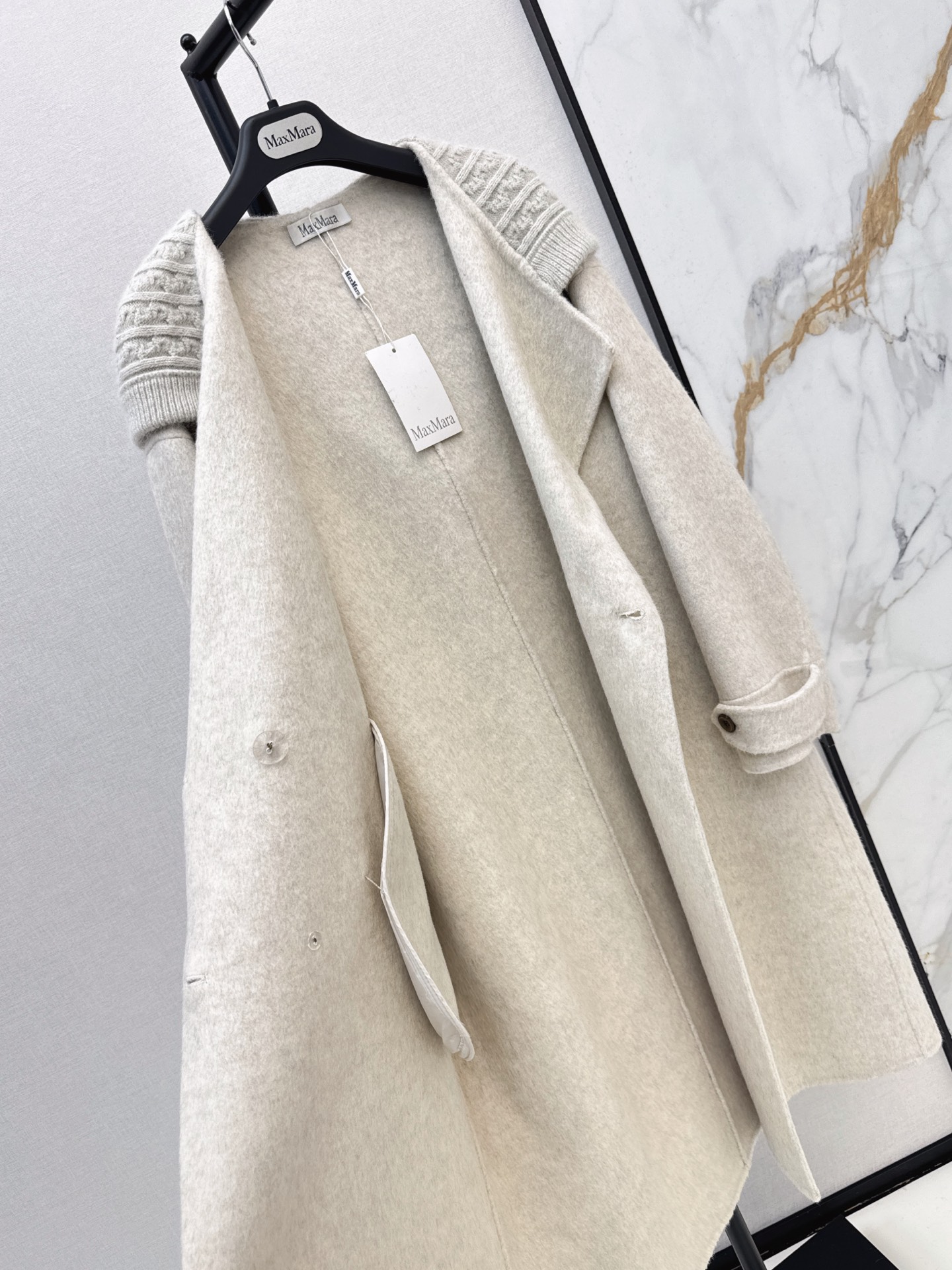 Max 26fw knit hooded woolen overcoats