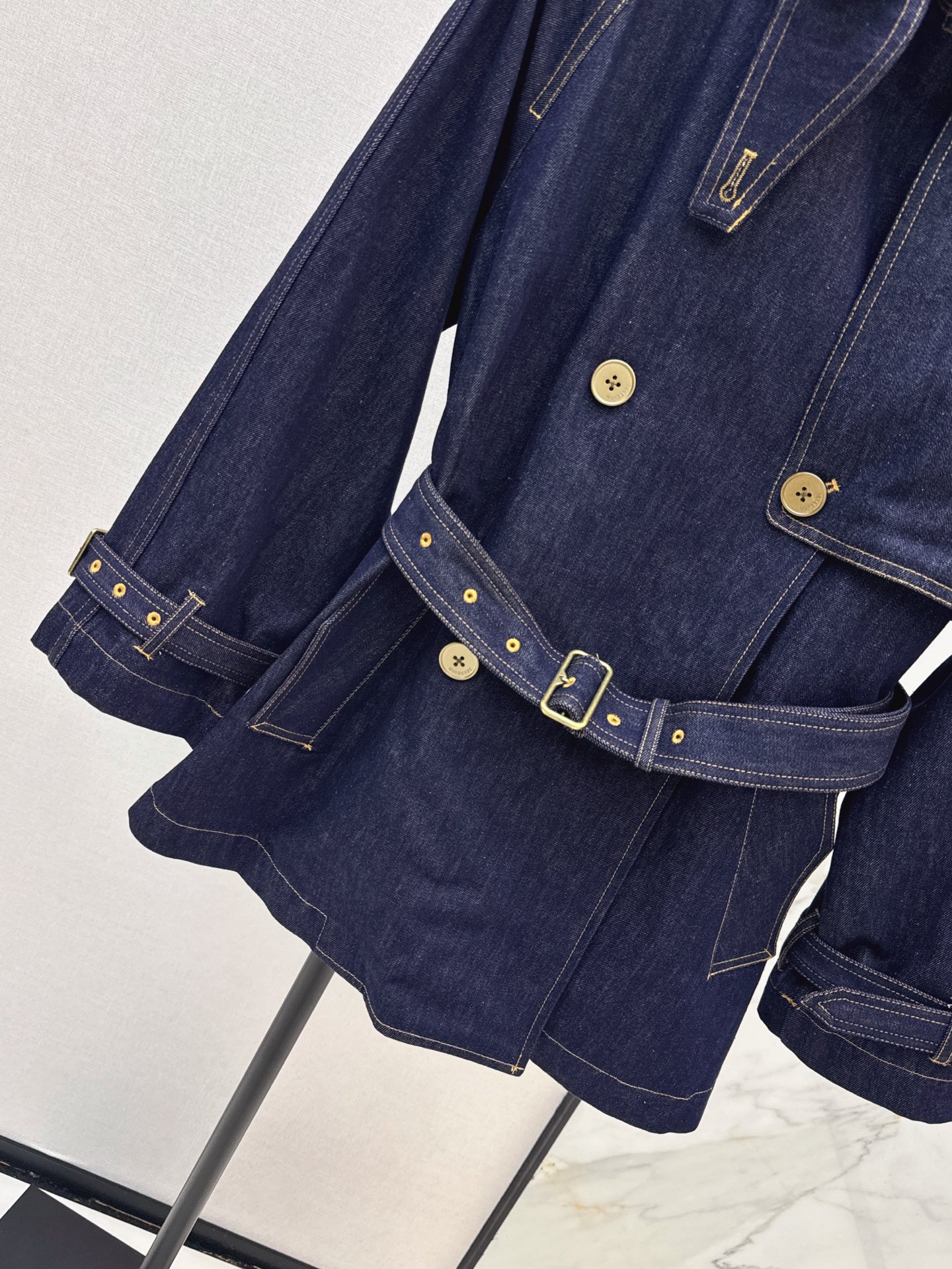 Bur 26fw belted denim jacket