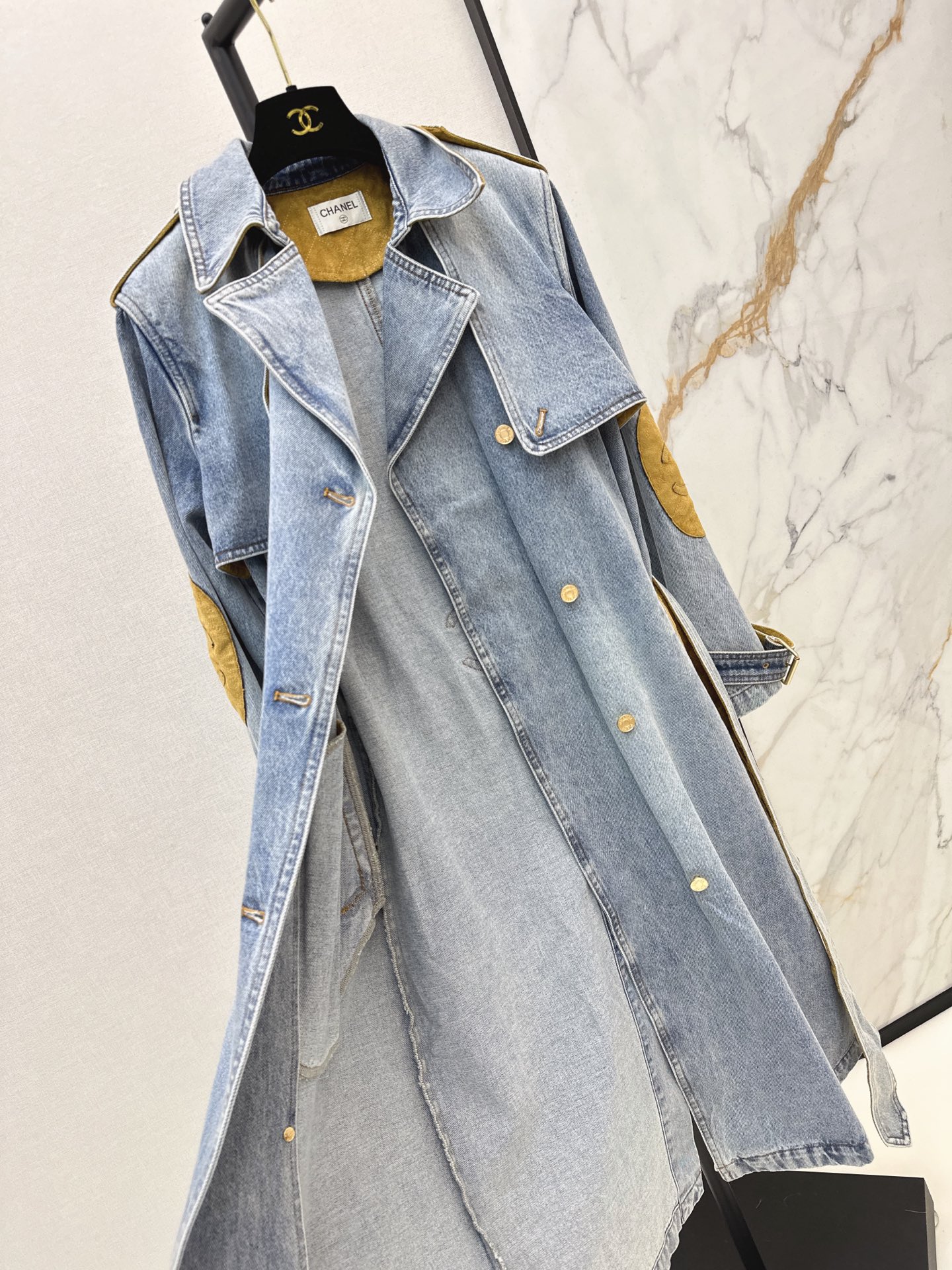 Chan 26fw suede fleece denim trench coats