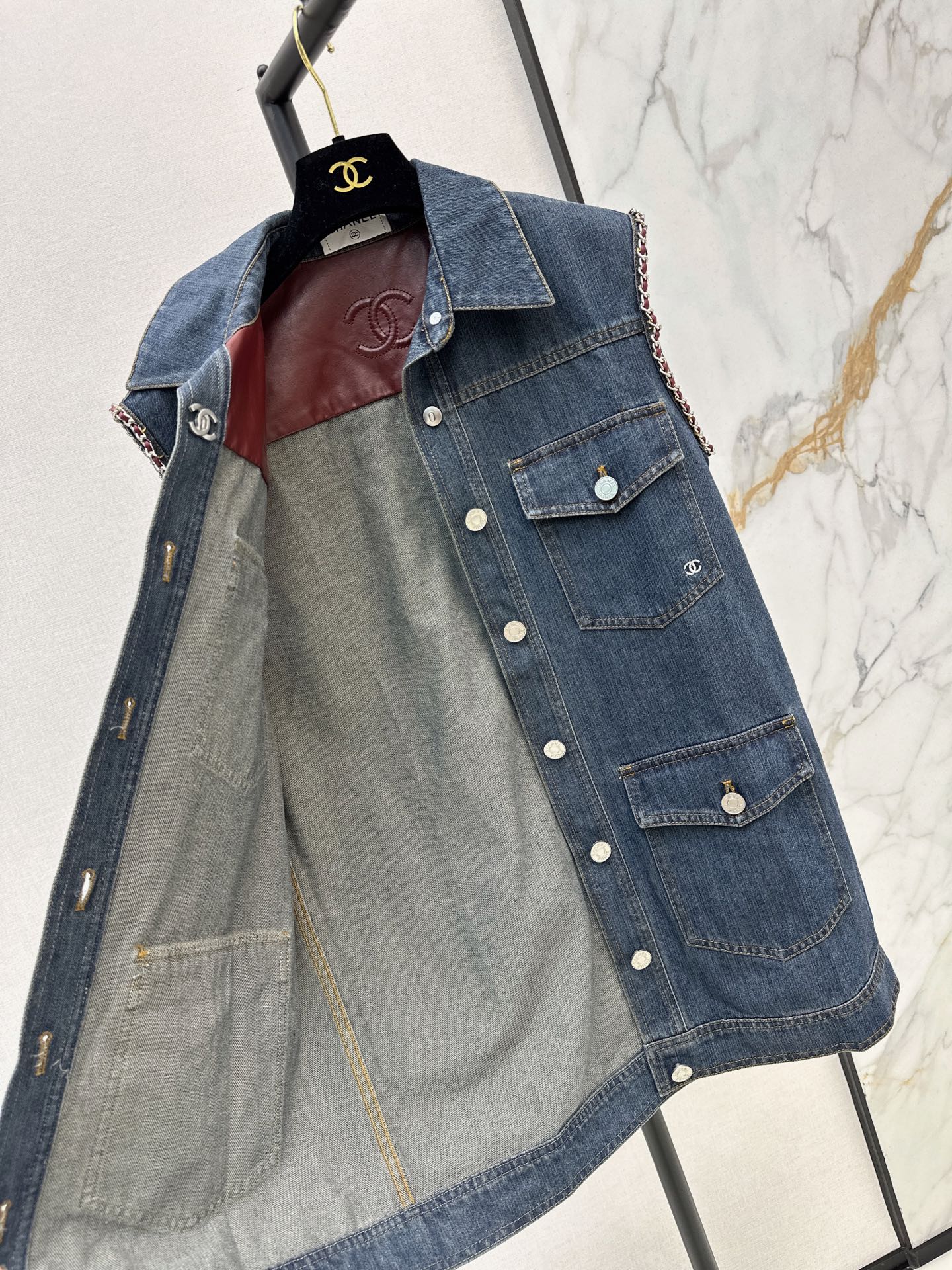 Chan 26fw long denim vest