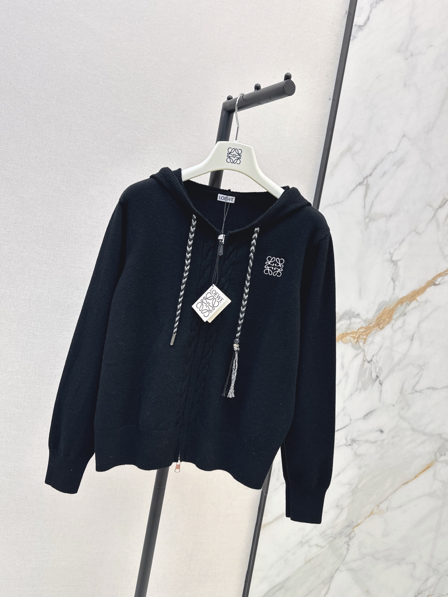 Loe 26fw hooded knit cardigan