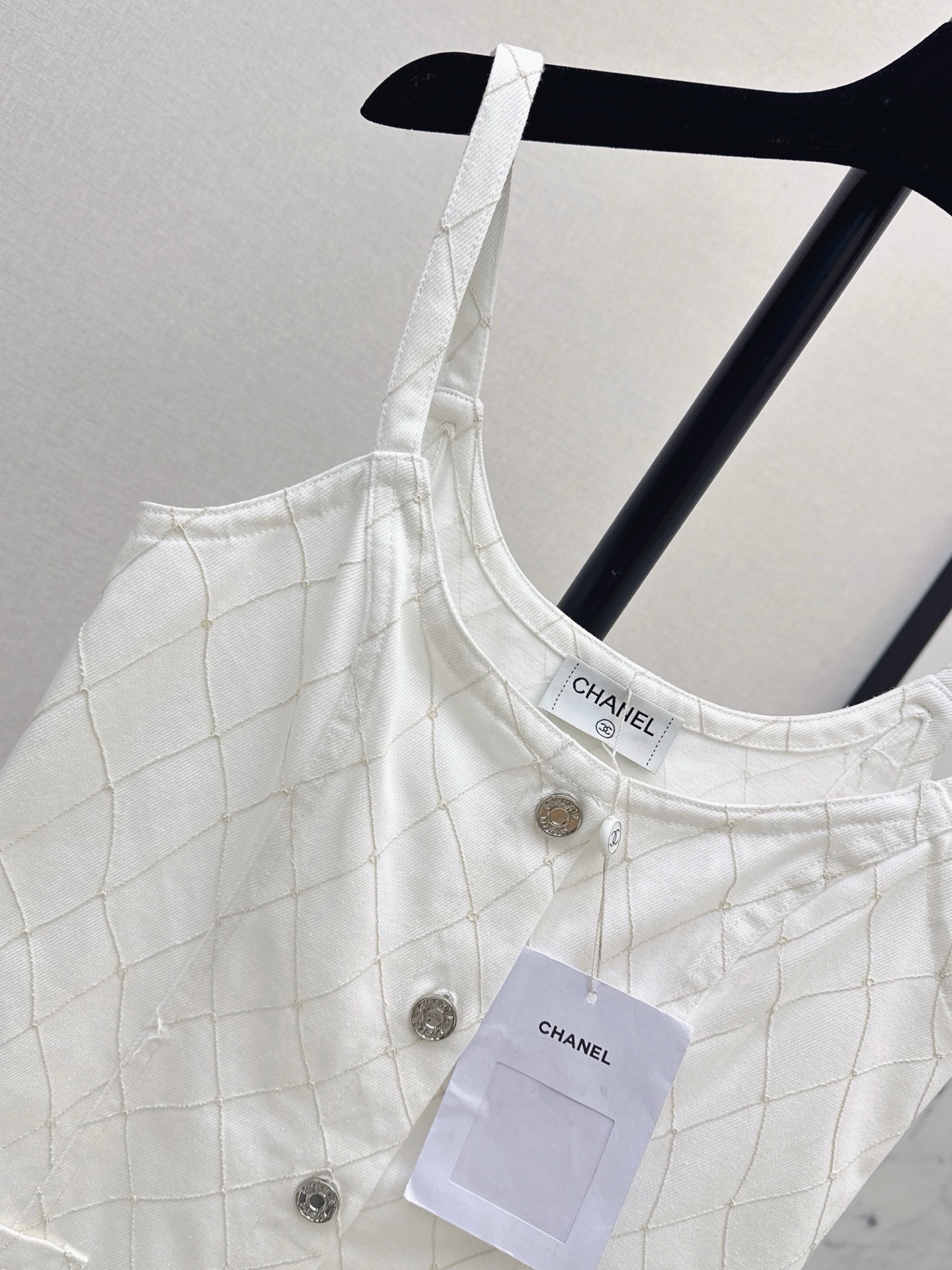 Chan 26ss denim embroidery slip dress