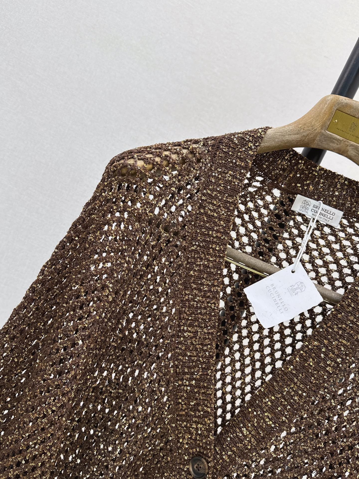 Brun 26fw embroidery sequin cardigan