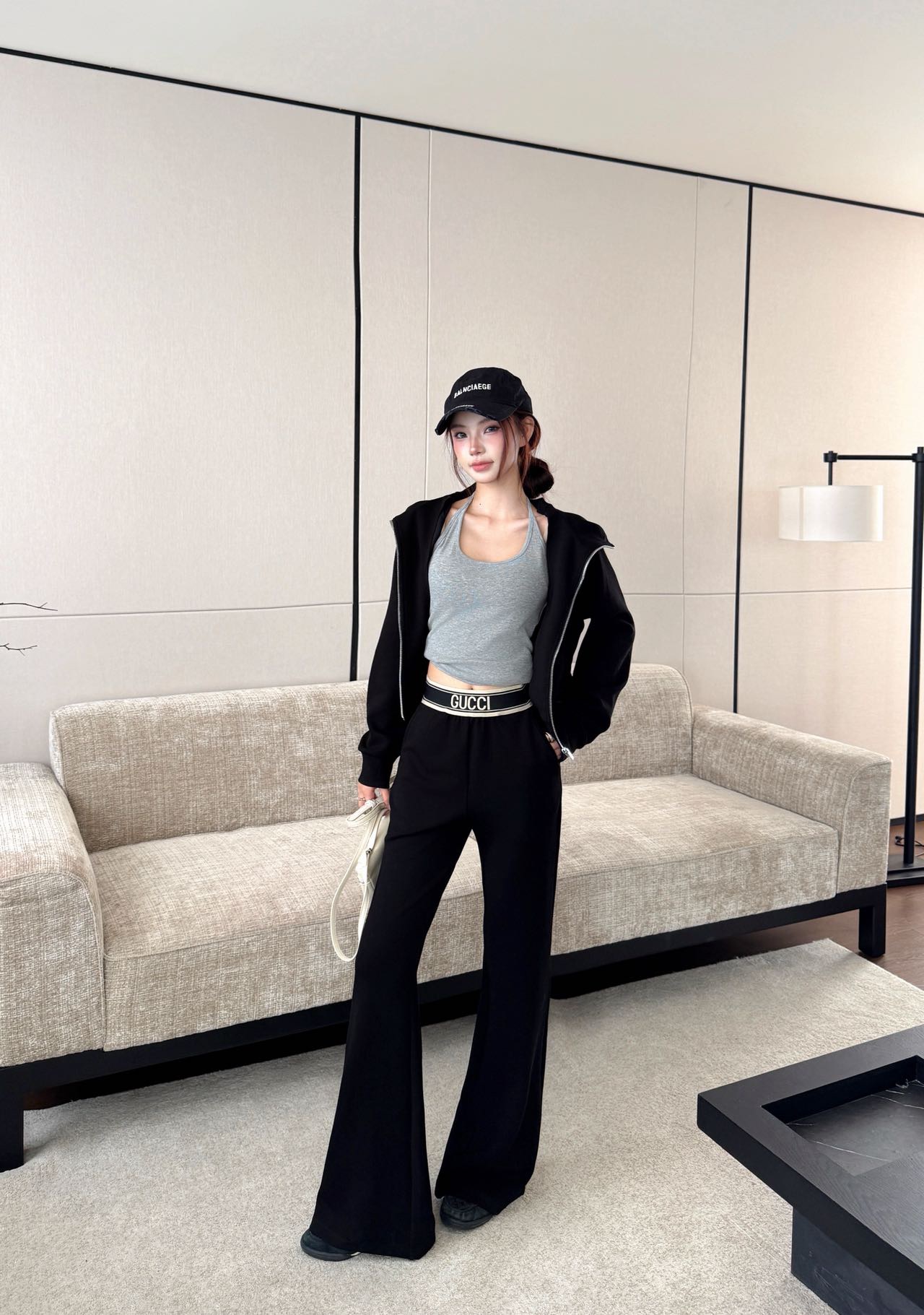Guc 26fw casual hooded jacket pants sets