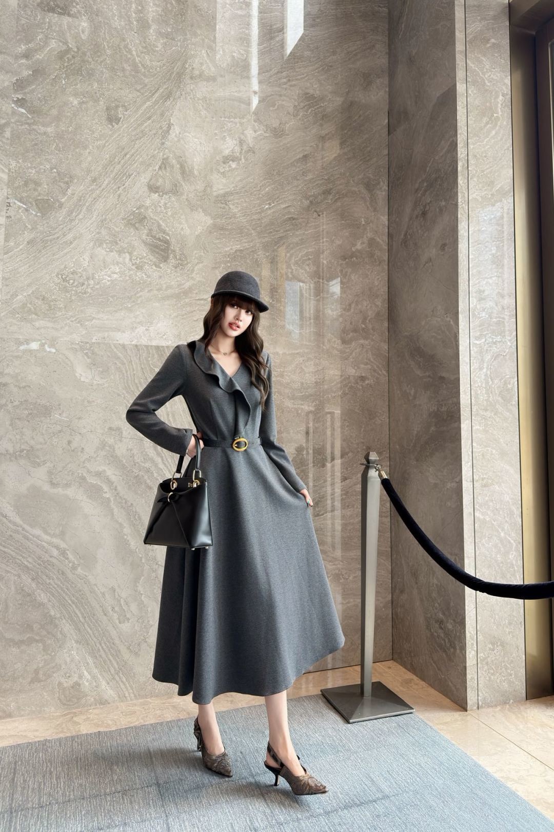CD 26fw ruffle belted dress