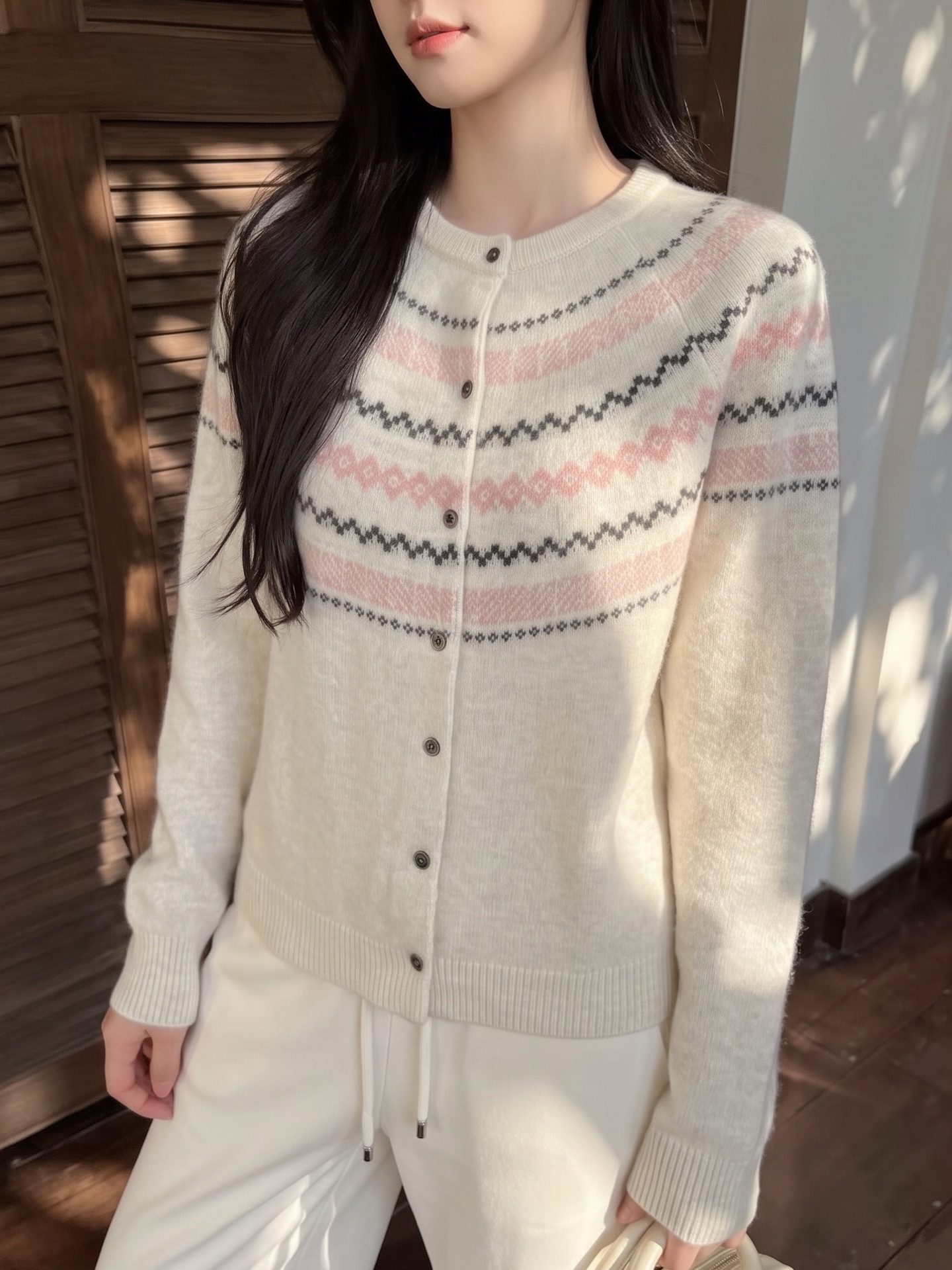 Max 26fw fair isle knit cardigan