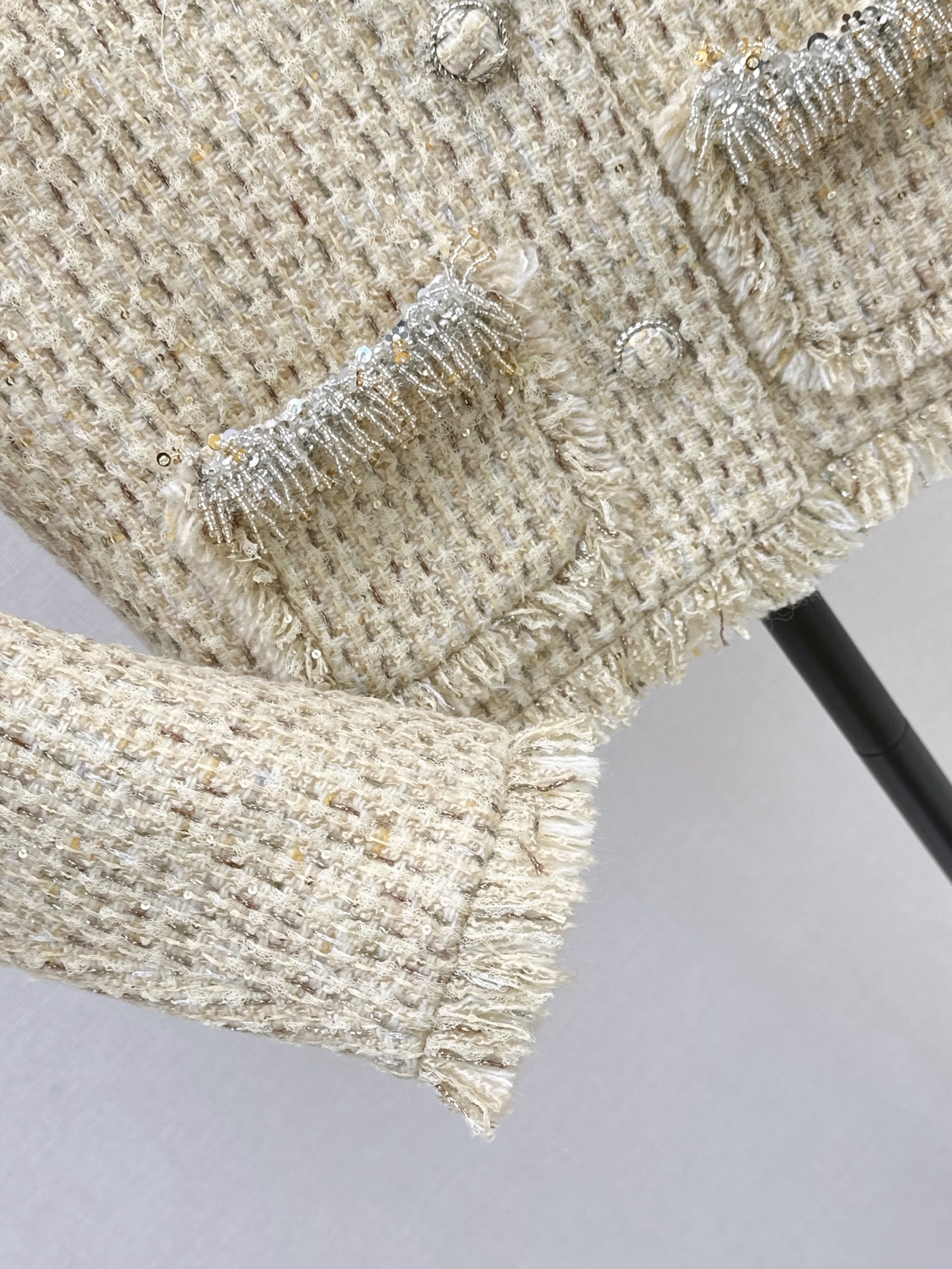 Chan 26fw fringe tweed jacket