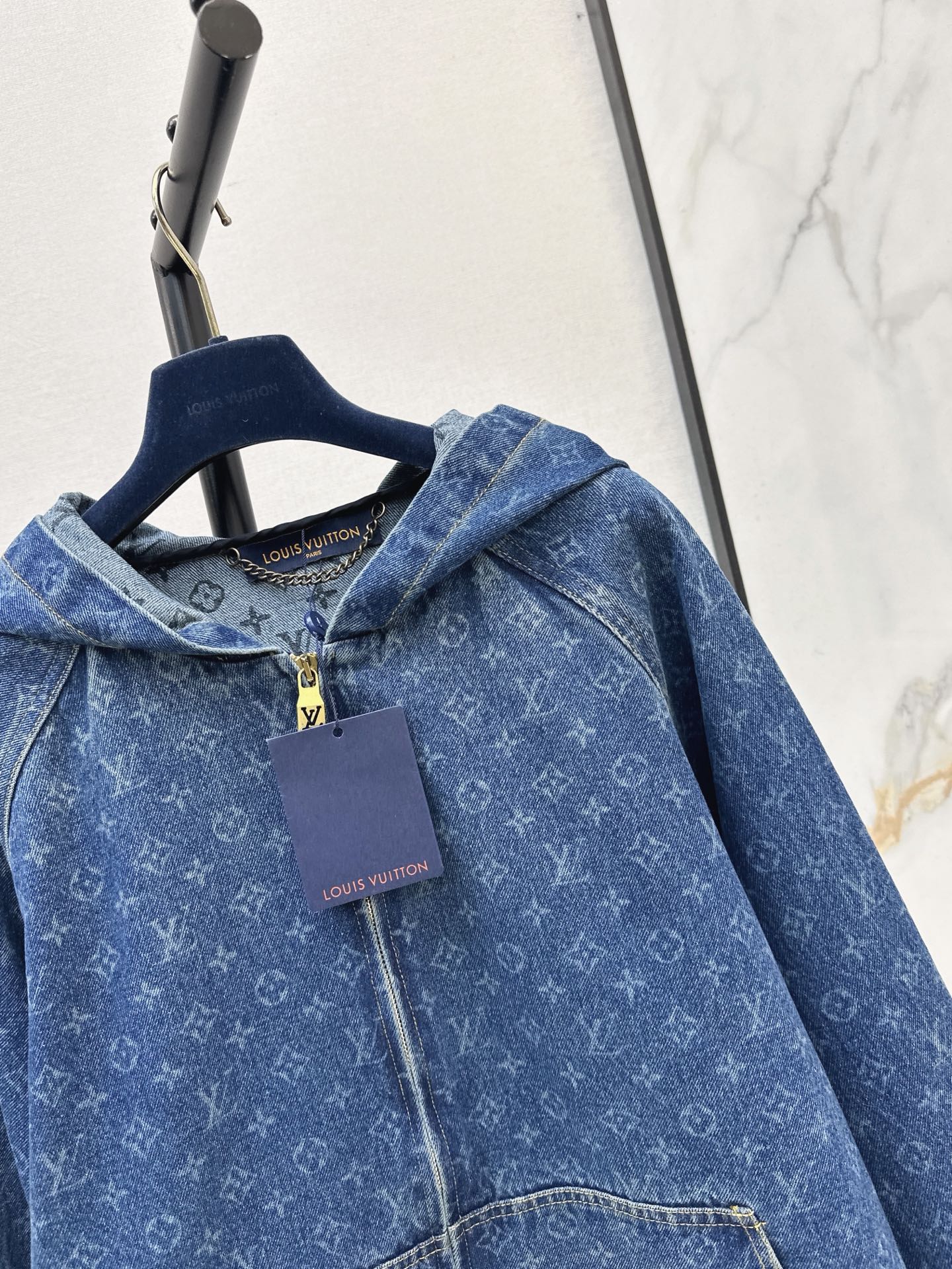 Loui 26fw jacquard hooded denim jacket