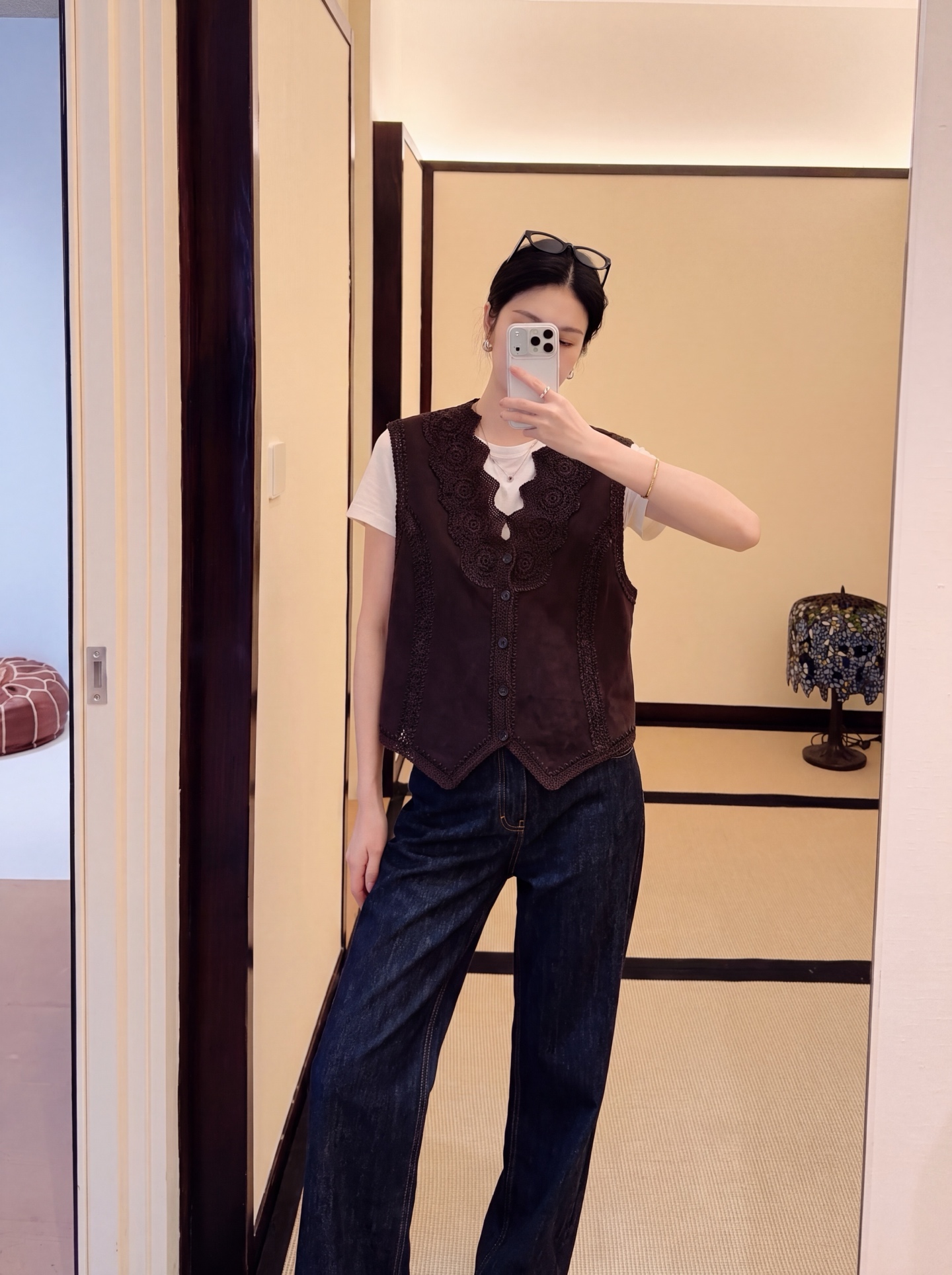 ES 26fw suede fleece leather vest