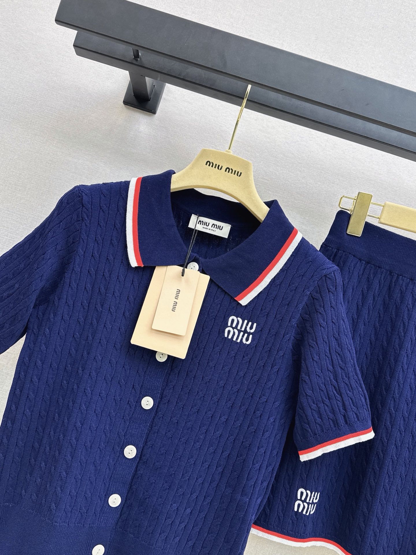 Miu 26fw knit polo skirt sets