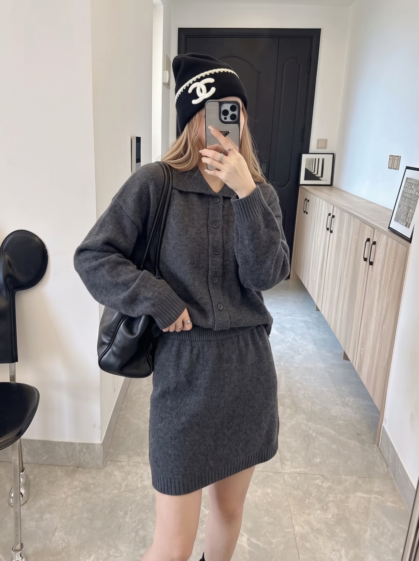 Max 26fw knit cardigan skirt sets