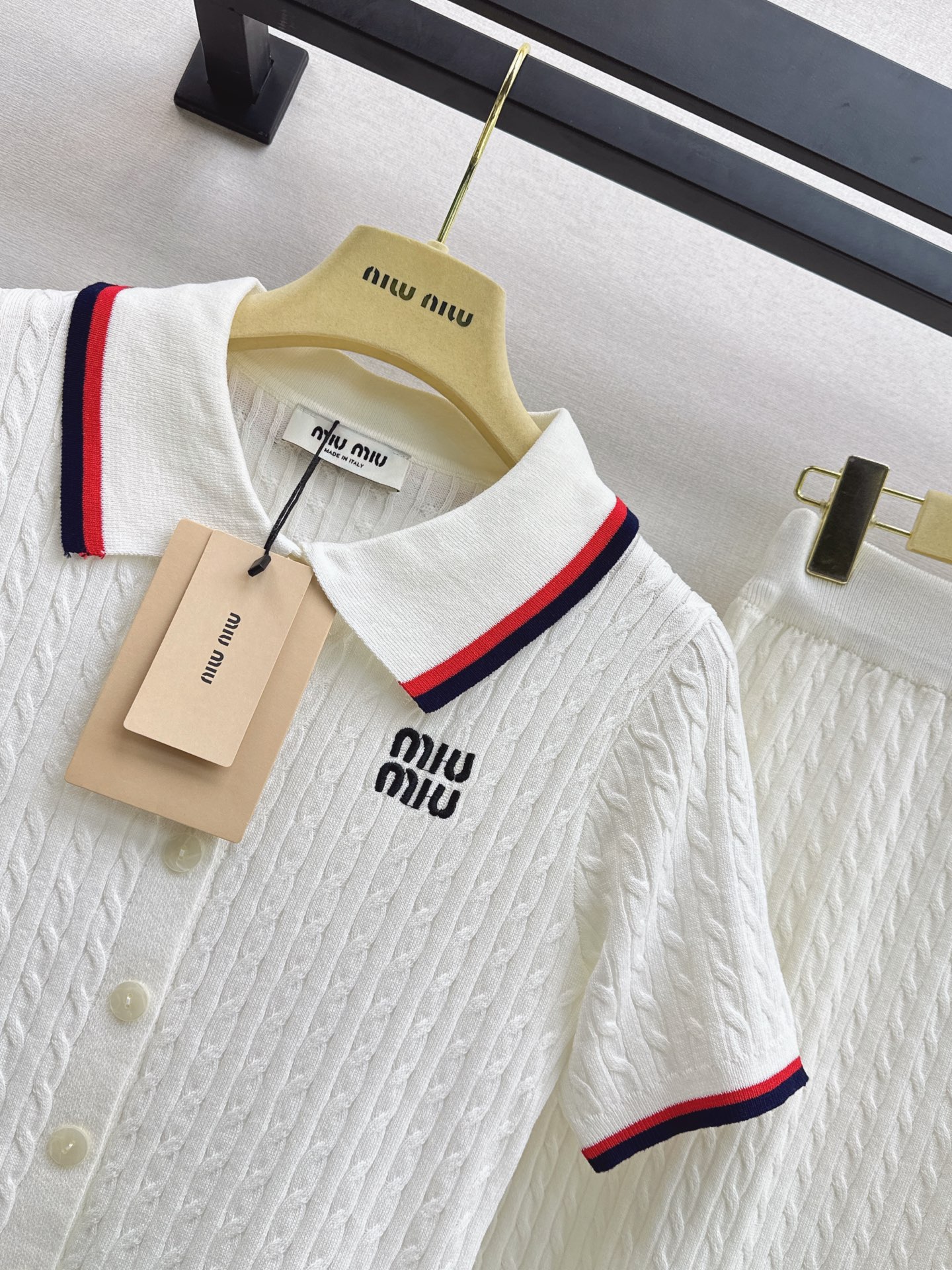 Miu 26fw knit polo skirt sets