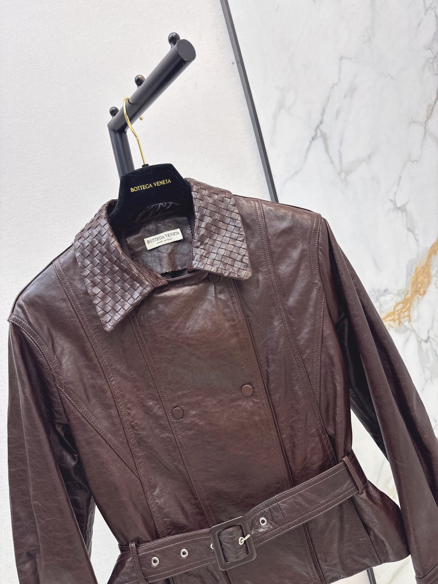 Bott 26fw belted leather jacket