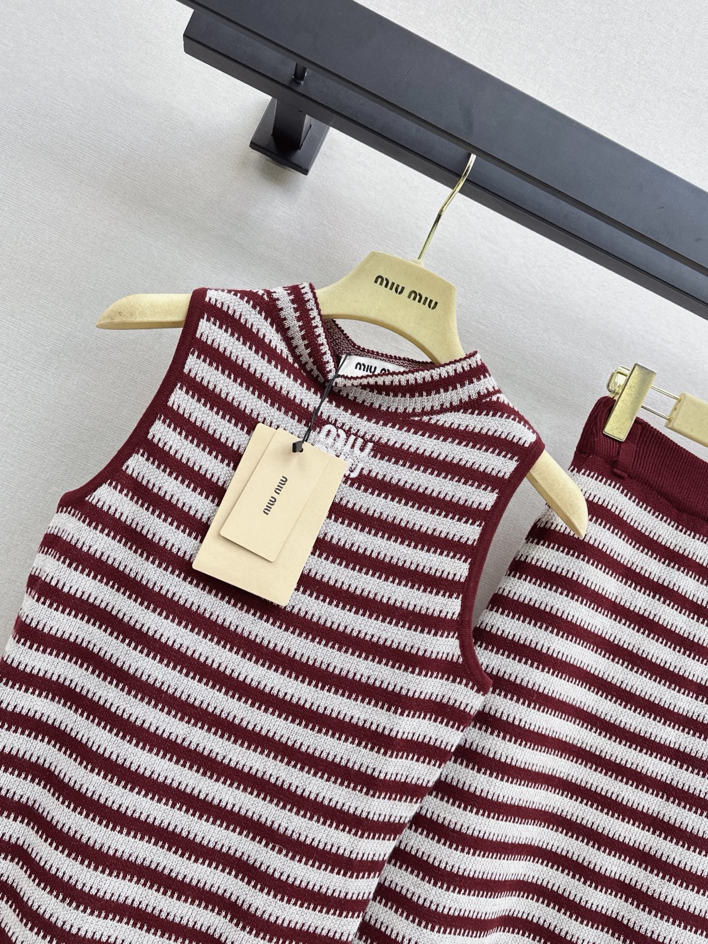 Miu 26fw stripe knit vest skirt sets