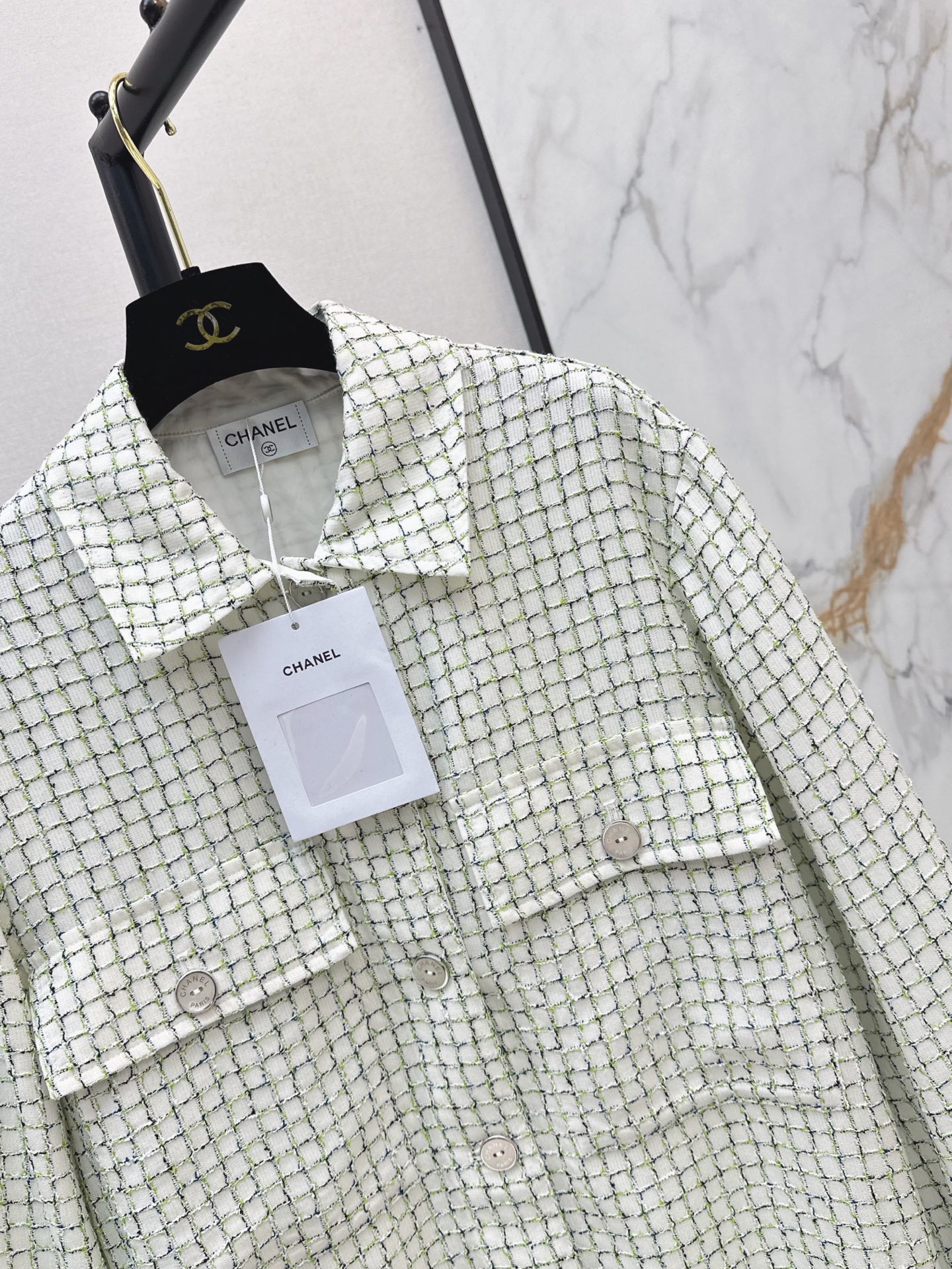 Chan 26fw tweed woven shirt jacket