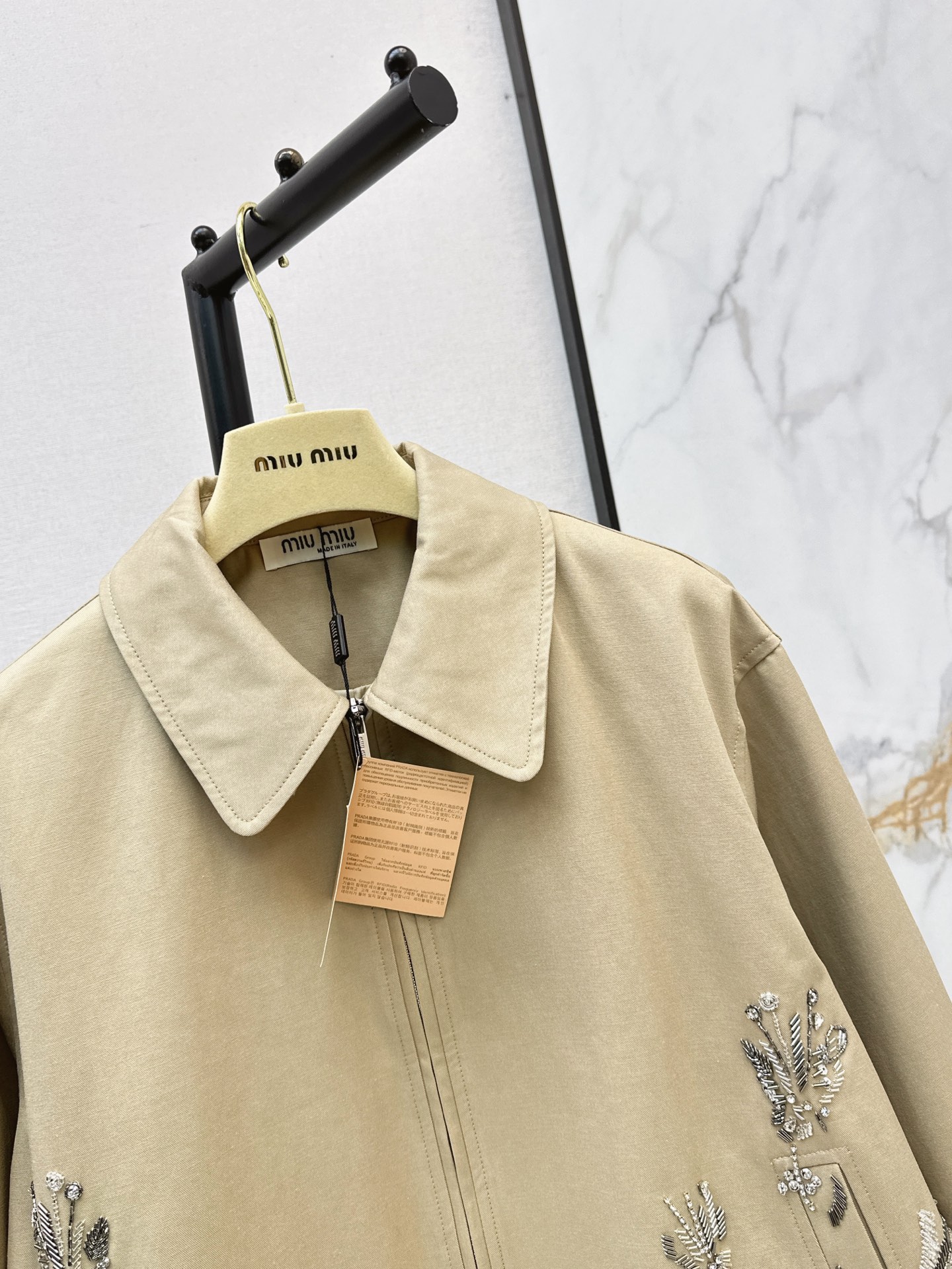 Miu 26fw beading cropped trench coats