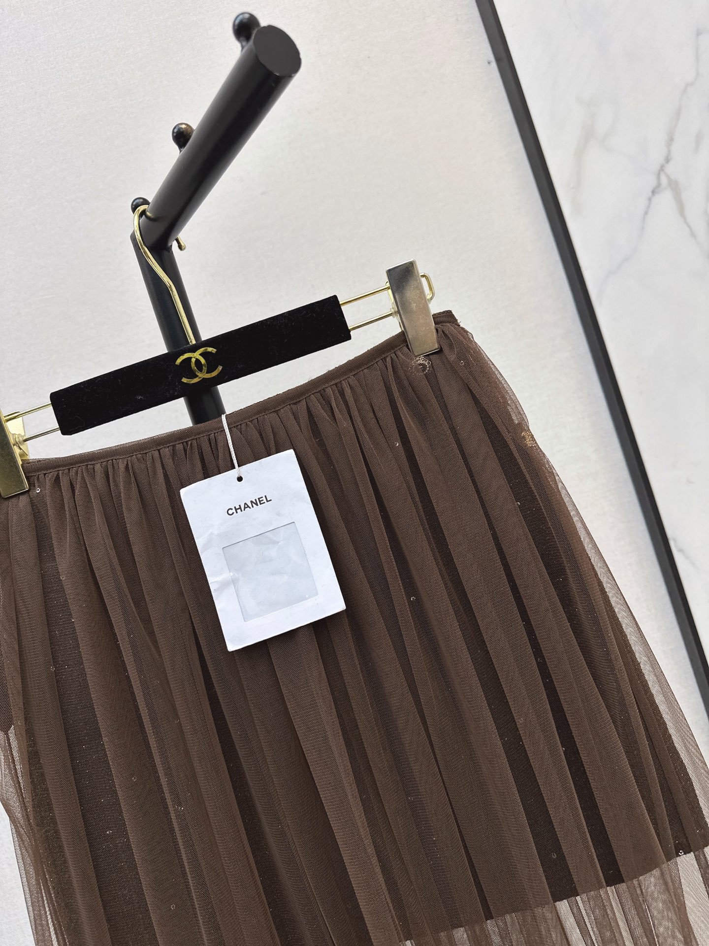 Chan 26fw woven mini skirt mesh skirt sets