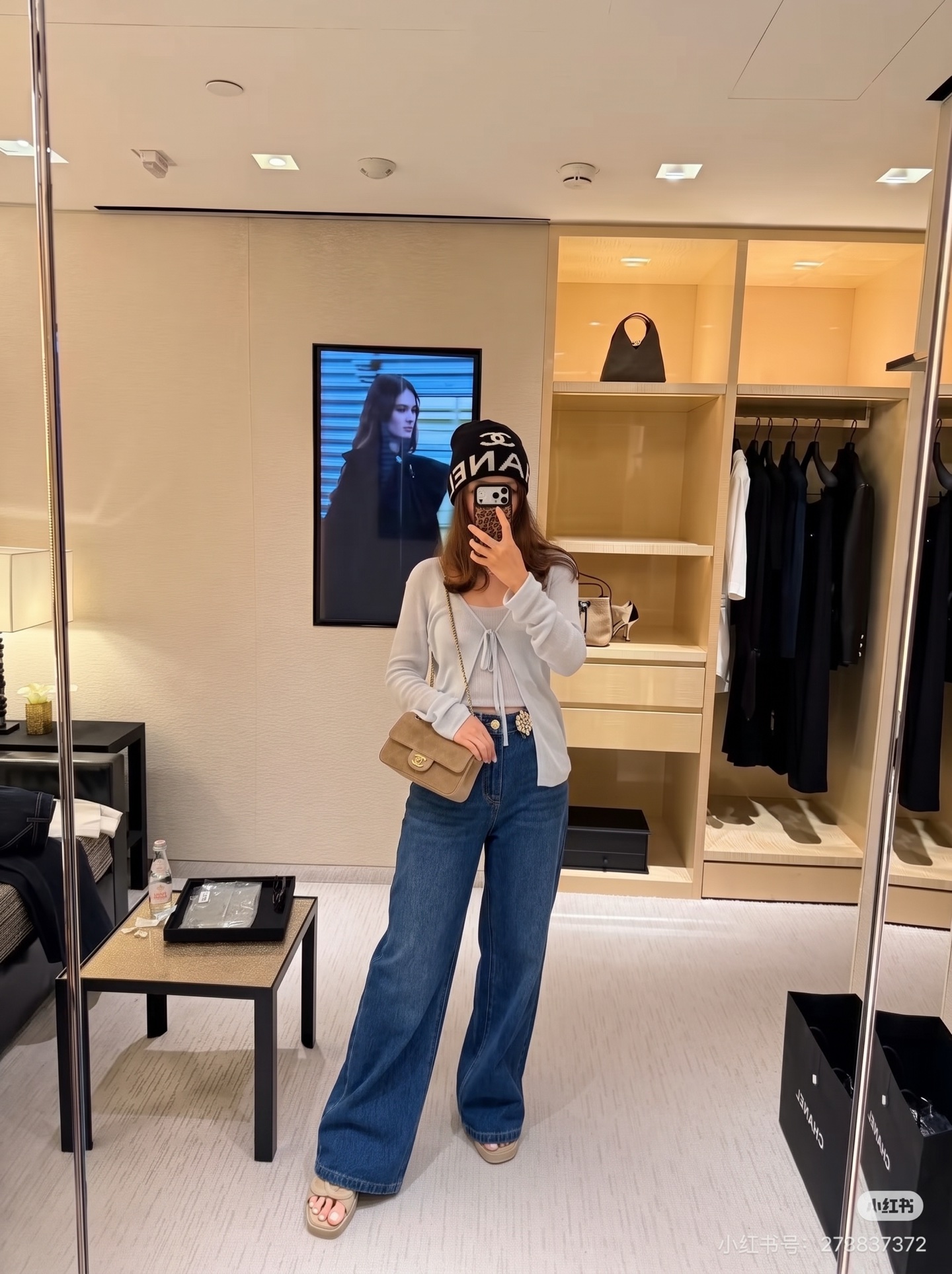 Chan 26fw rhinestone straight-leg jeans