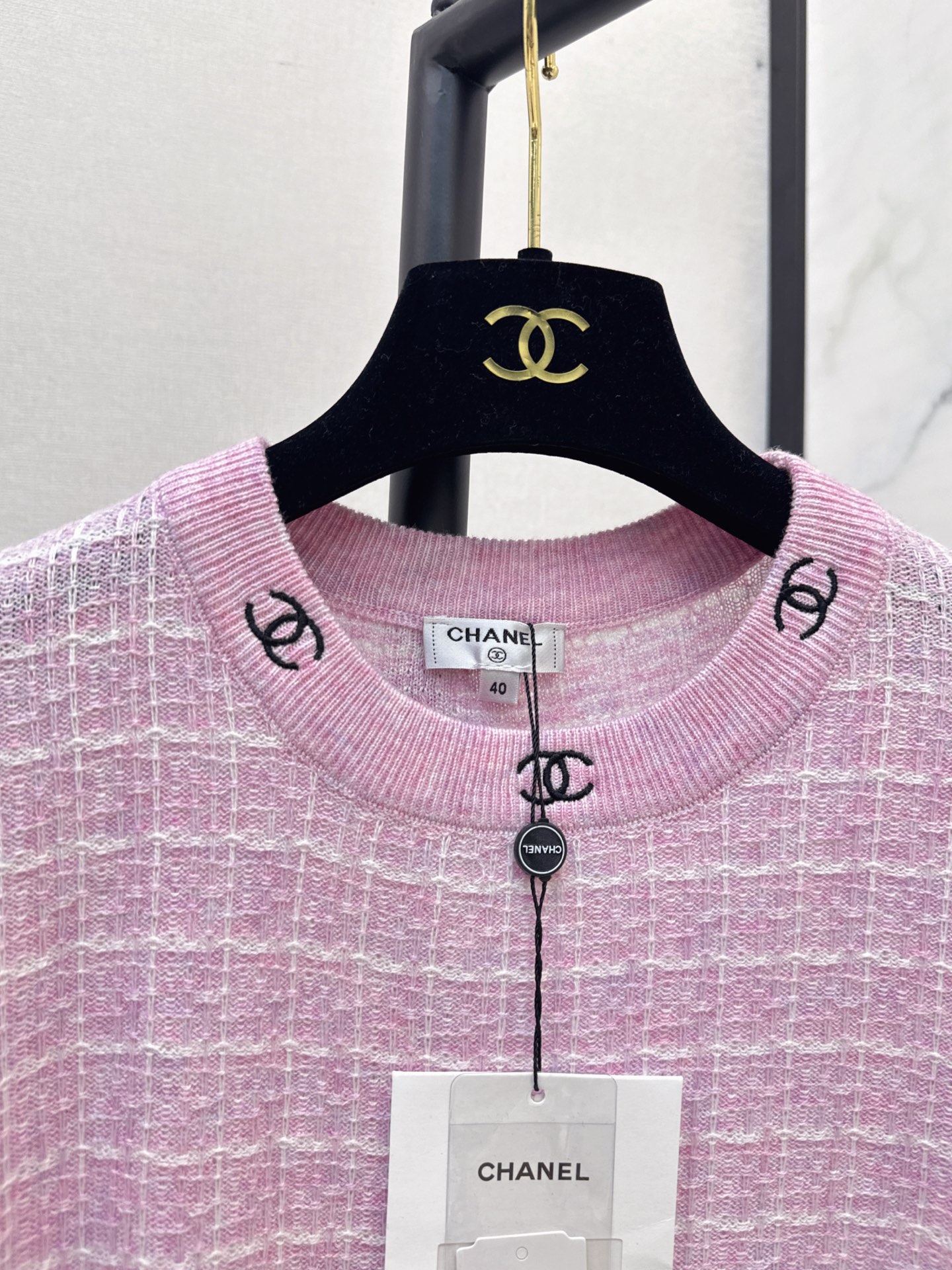 Chan 26fw check jacquard sweater