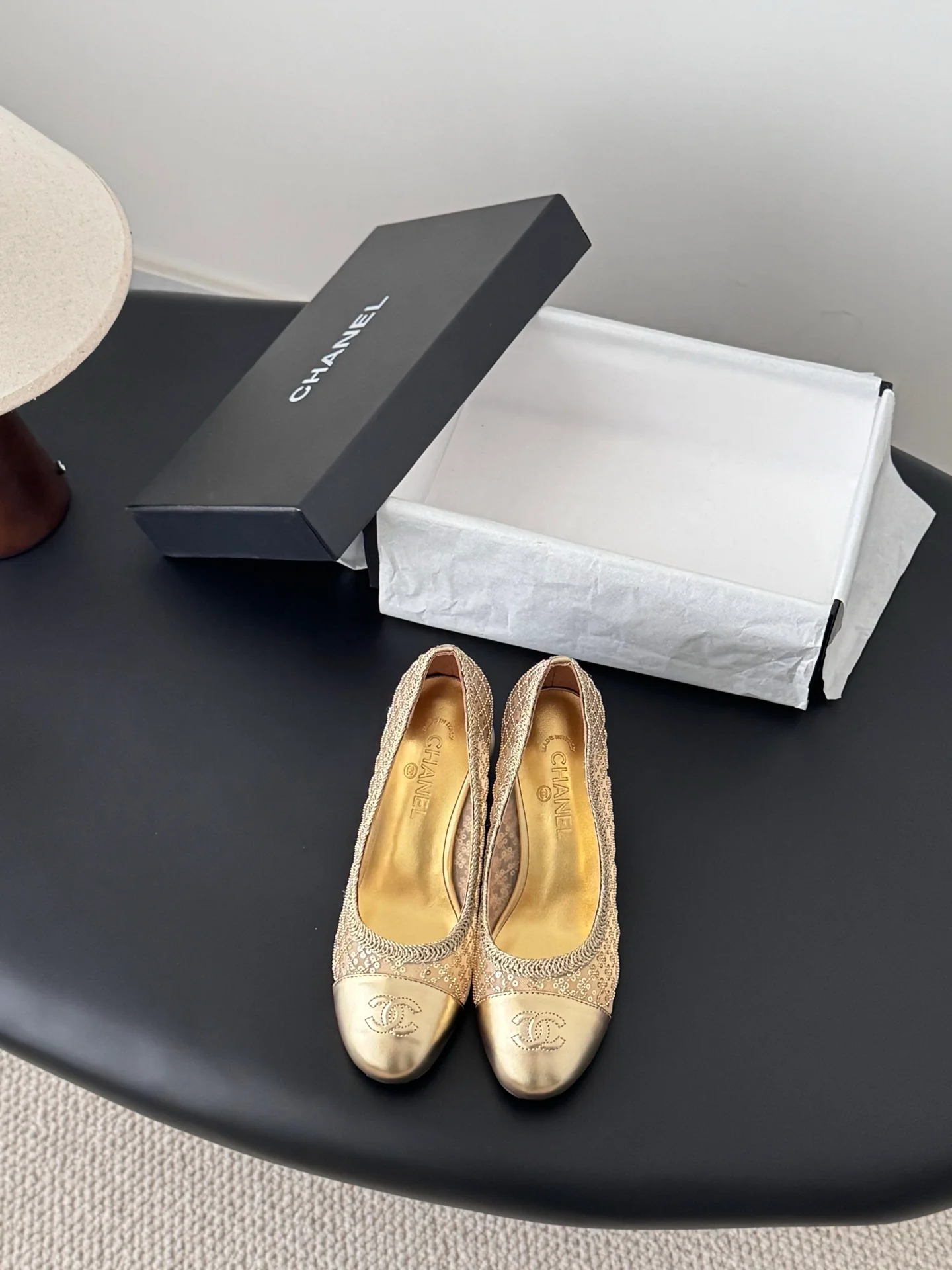 Chan 26ss pearl mary jane chunky heel
