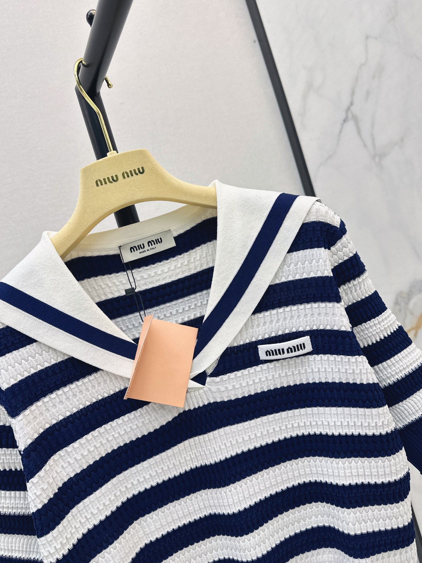 Miu 26ss stripe knit top