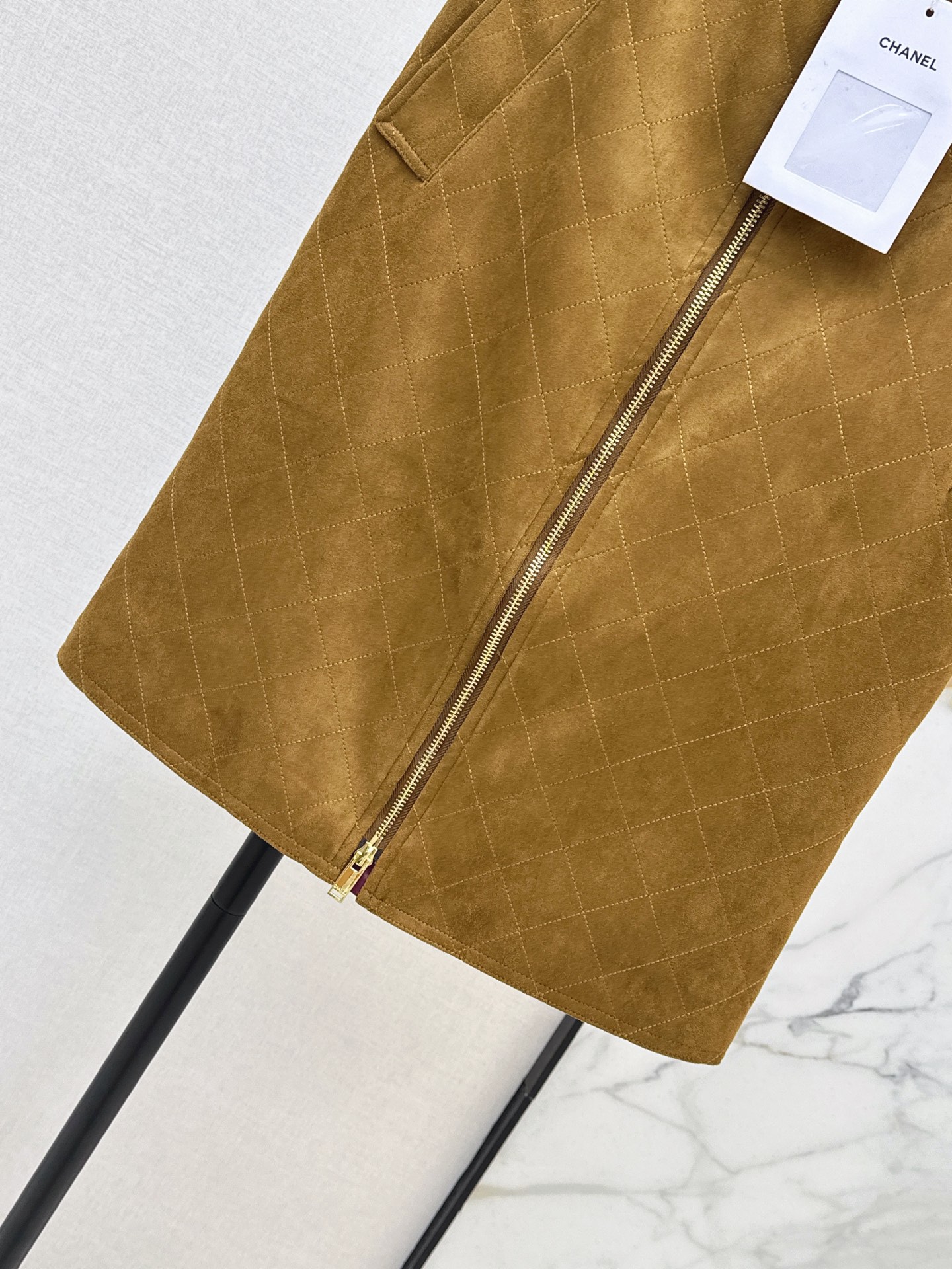 Chan 26fw suede fleece A-line zipper skirt