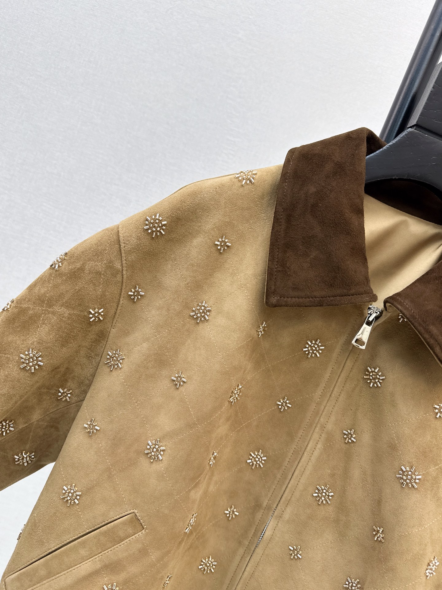 Miu 26fw suede-fleece beding jacket
