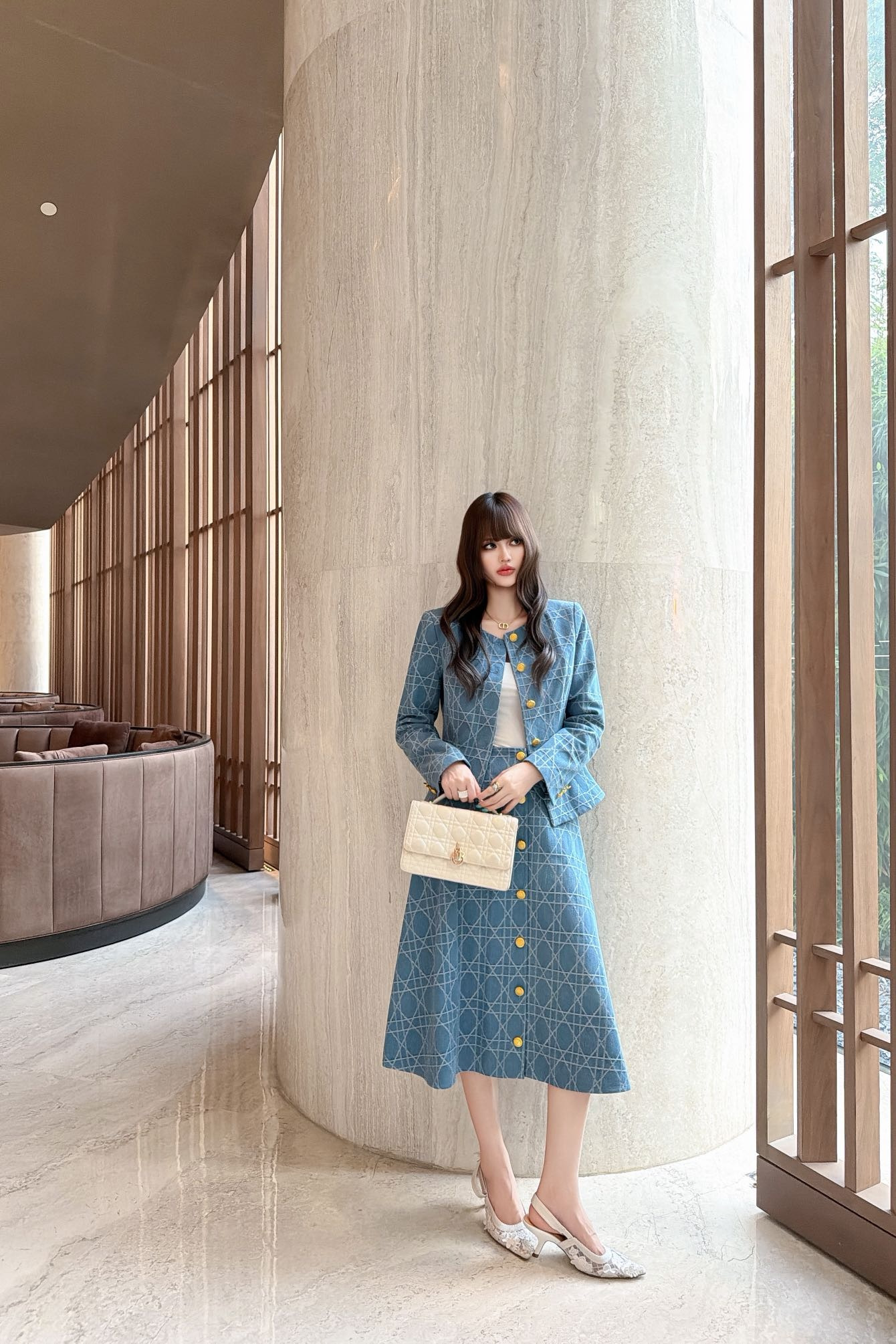 CD 26fw jacquard jacket A-line skirt sets