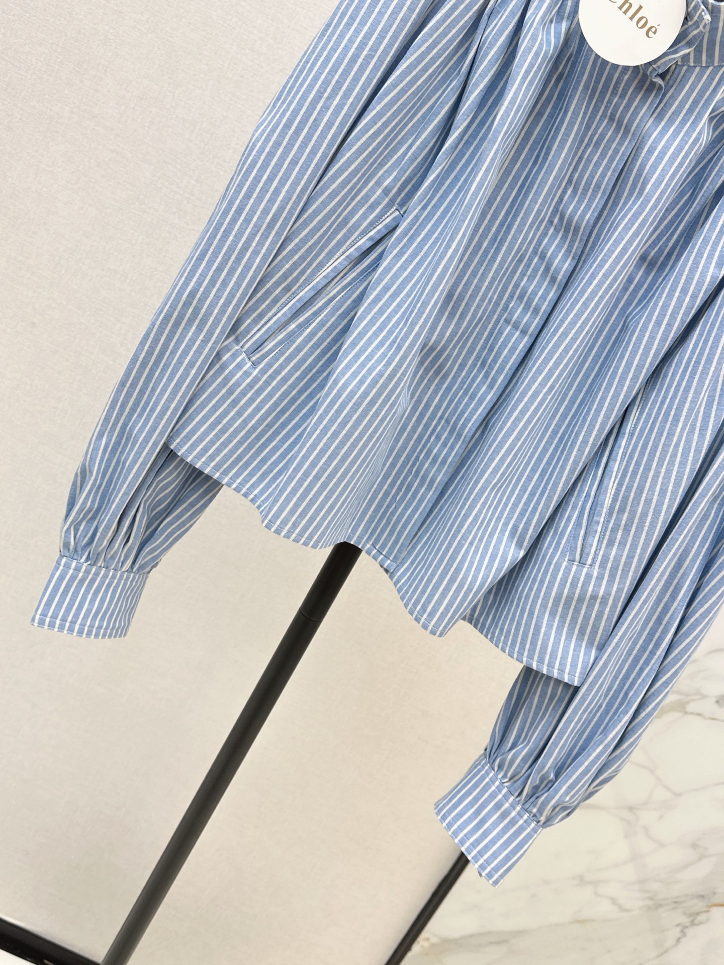 Chol 26fw stand collar stripe shirt