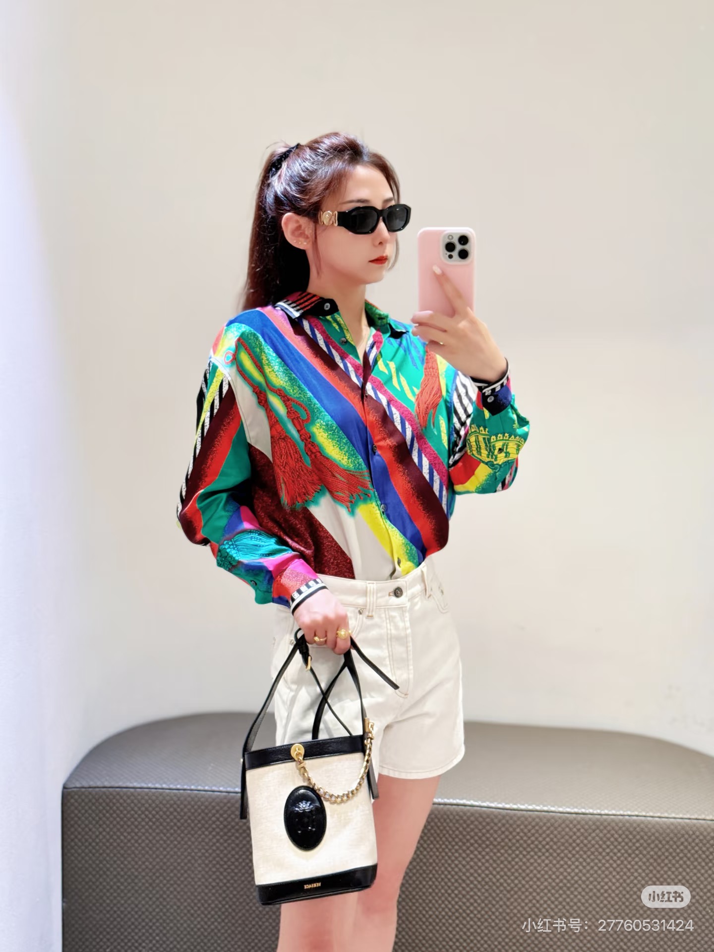 Ver 26fw print silk shirt