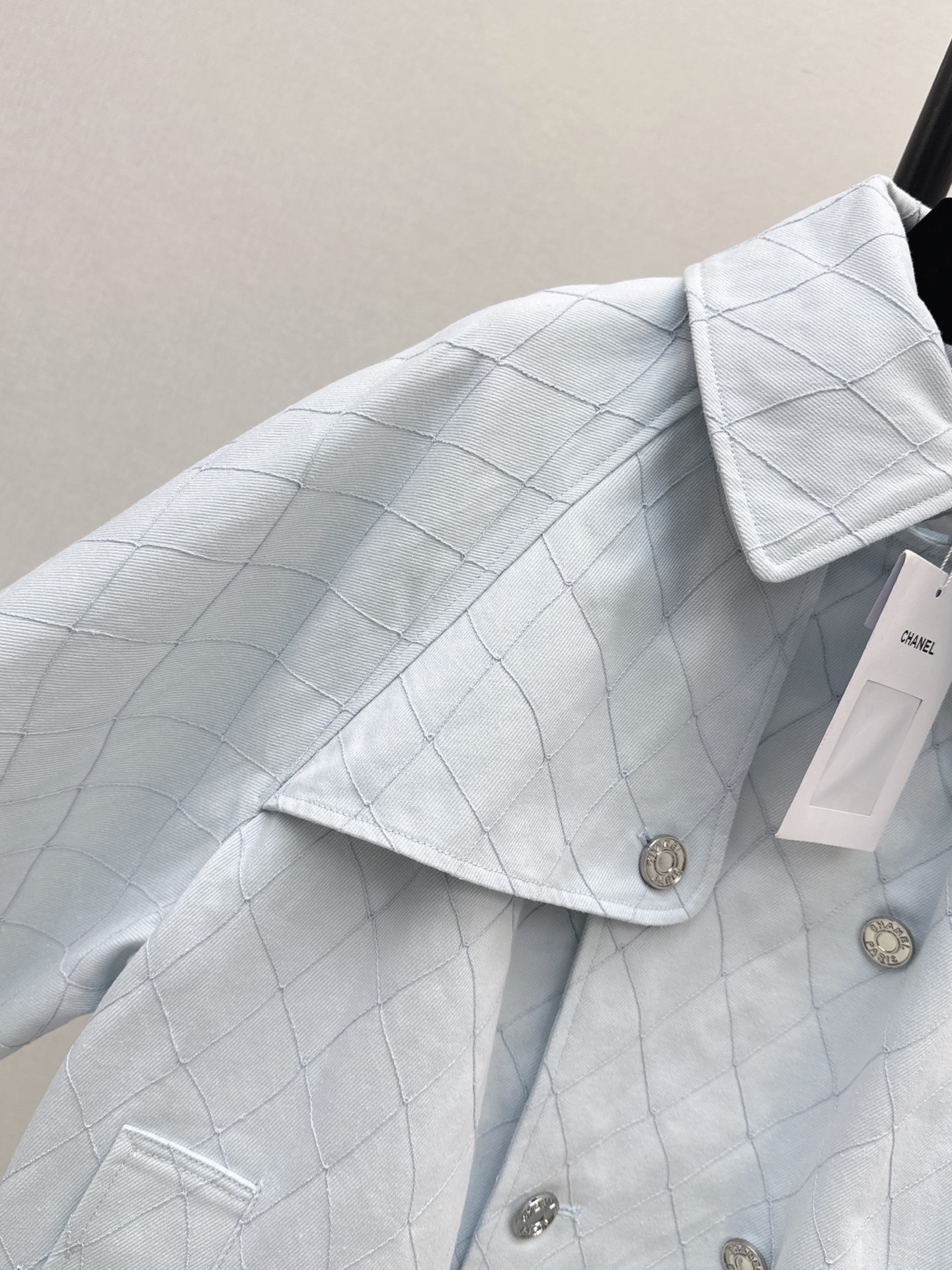 Chan 26fw cropped denim trench coats