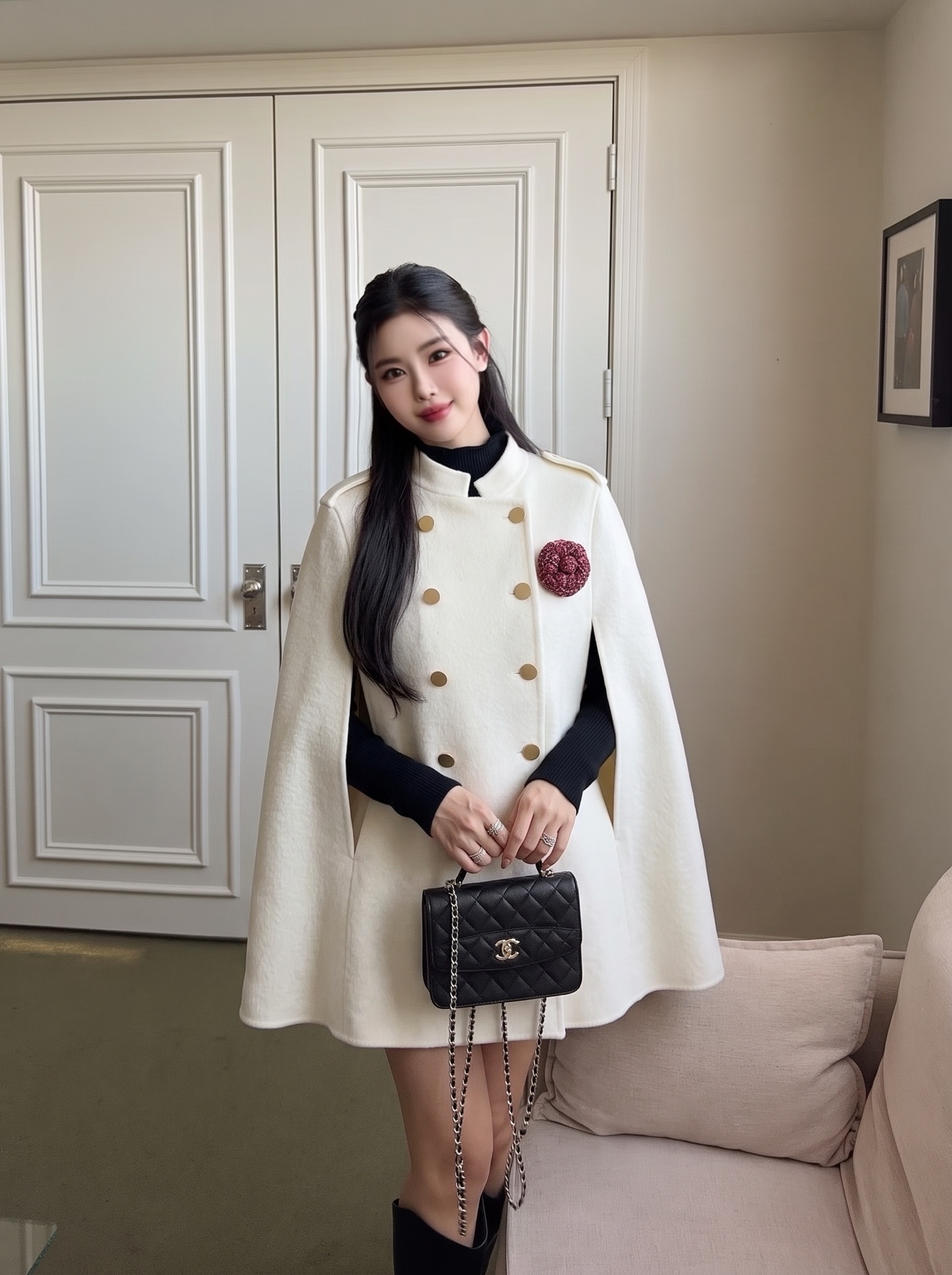 Chan 26fw woolen cape jacket